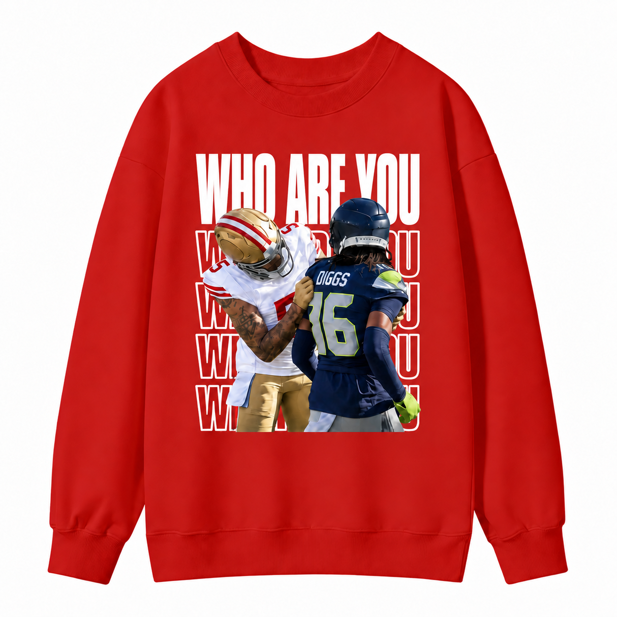 Who Are You Graphic Sweatshirt, Football Rivalry Print Sweatshirt, Funny Game Day Sweatshirt