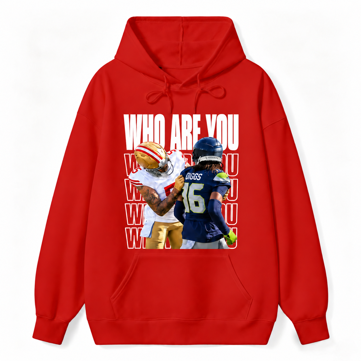 Who Are You Graphic Hoodie， Football Rivalry Print Tee, Funny Game Day Hoodie