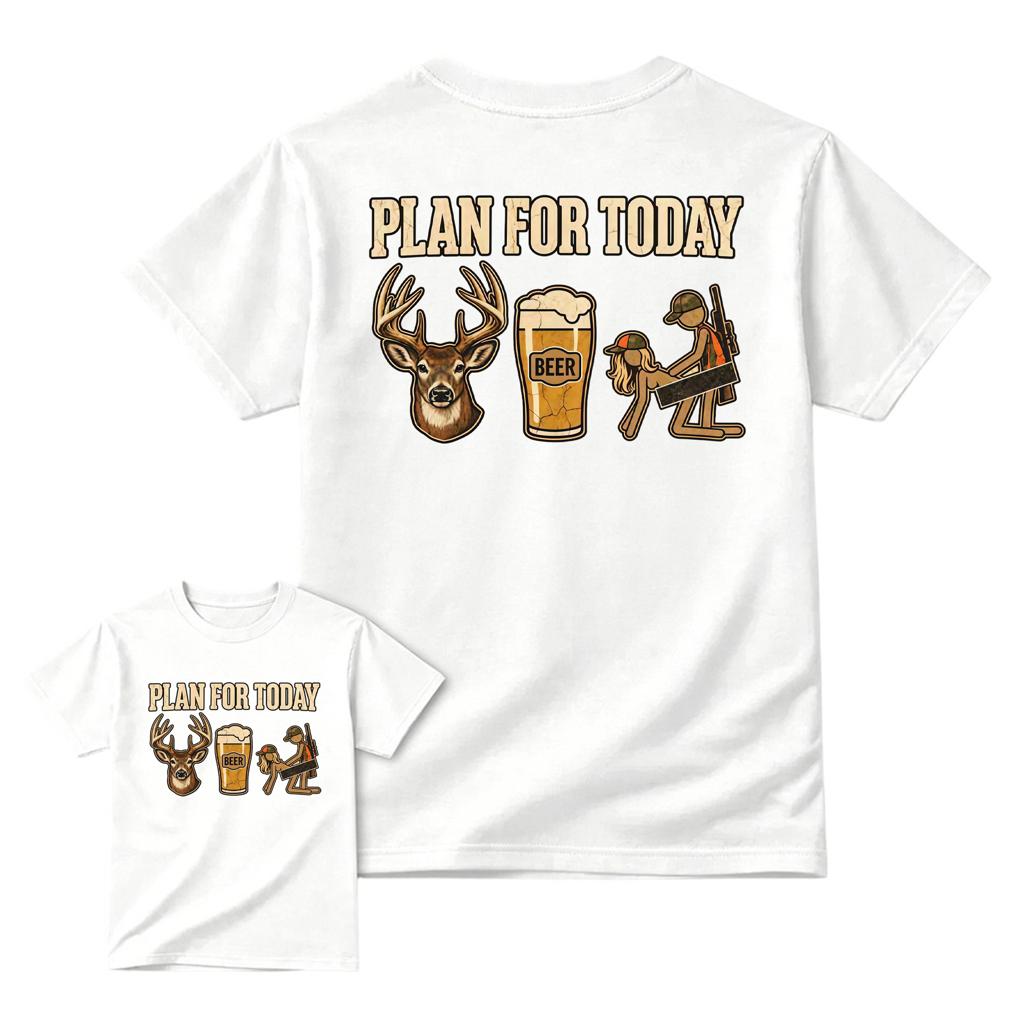 Plan For Today Deer Hunting T-Shirt, Whitetail Buck Beer Hunter Graphic Tee, Unisex Hunting Apparel, Funny Deer Hunting Gift for Men and Women, Outdoor Country Hunting Shirt