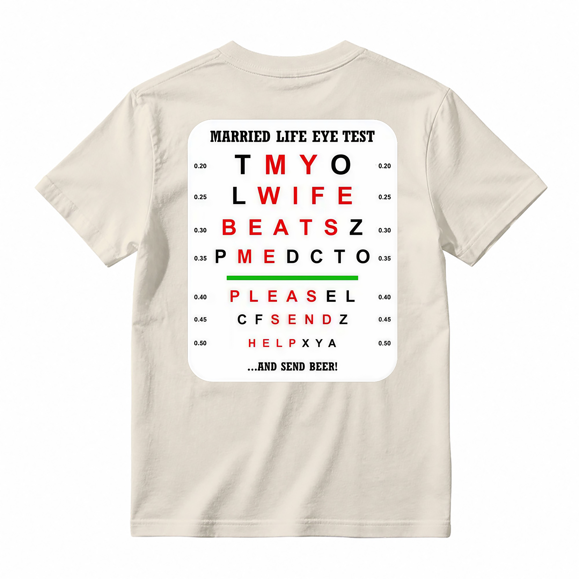 Married Life Eye Test T-shirt, Funny Shirts, Husband Life Shirt, Casual Menswear, Comfy Cotton, Humorous Tee