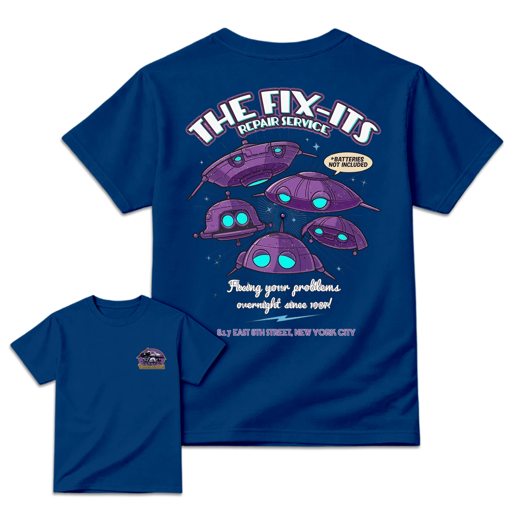 The Fix-It Repair Service Retro Sci-Fi Graphic Tee, Vintage Alien Robot Movie Shirt