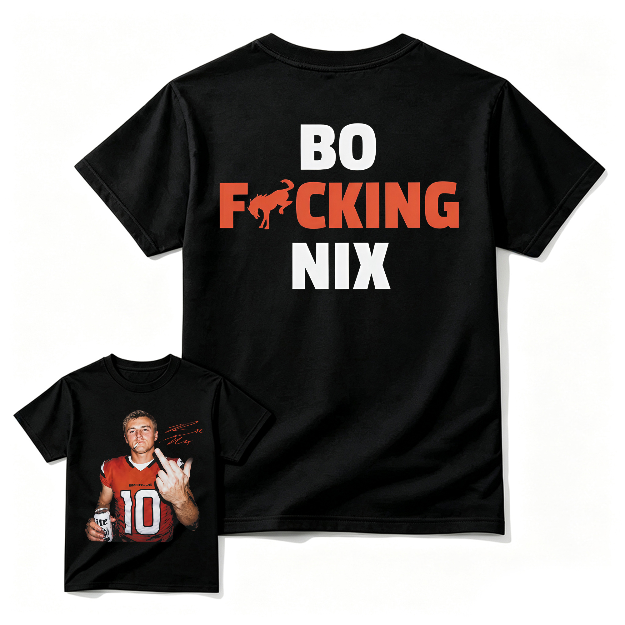 Bo Nix Broncos #10 Graphic Tee , Bold & Edgy Football Fan Apparel