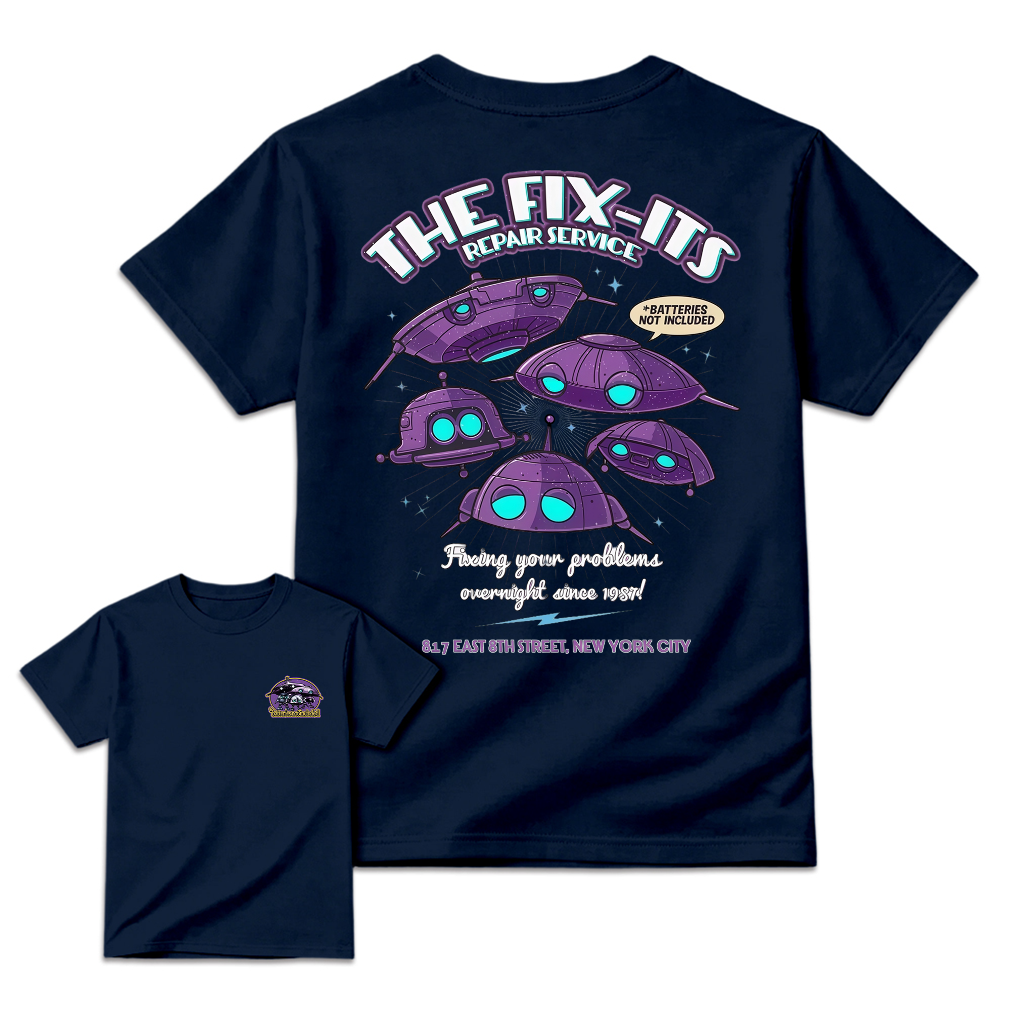 The Fix-It Repair Service Retro Sci-Fi Graphic Tee, Vintage Alien Robot Movie Shirt