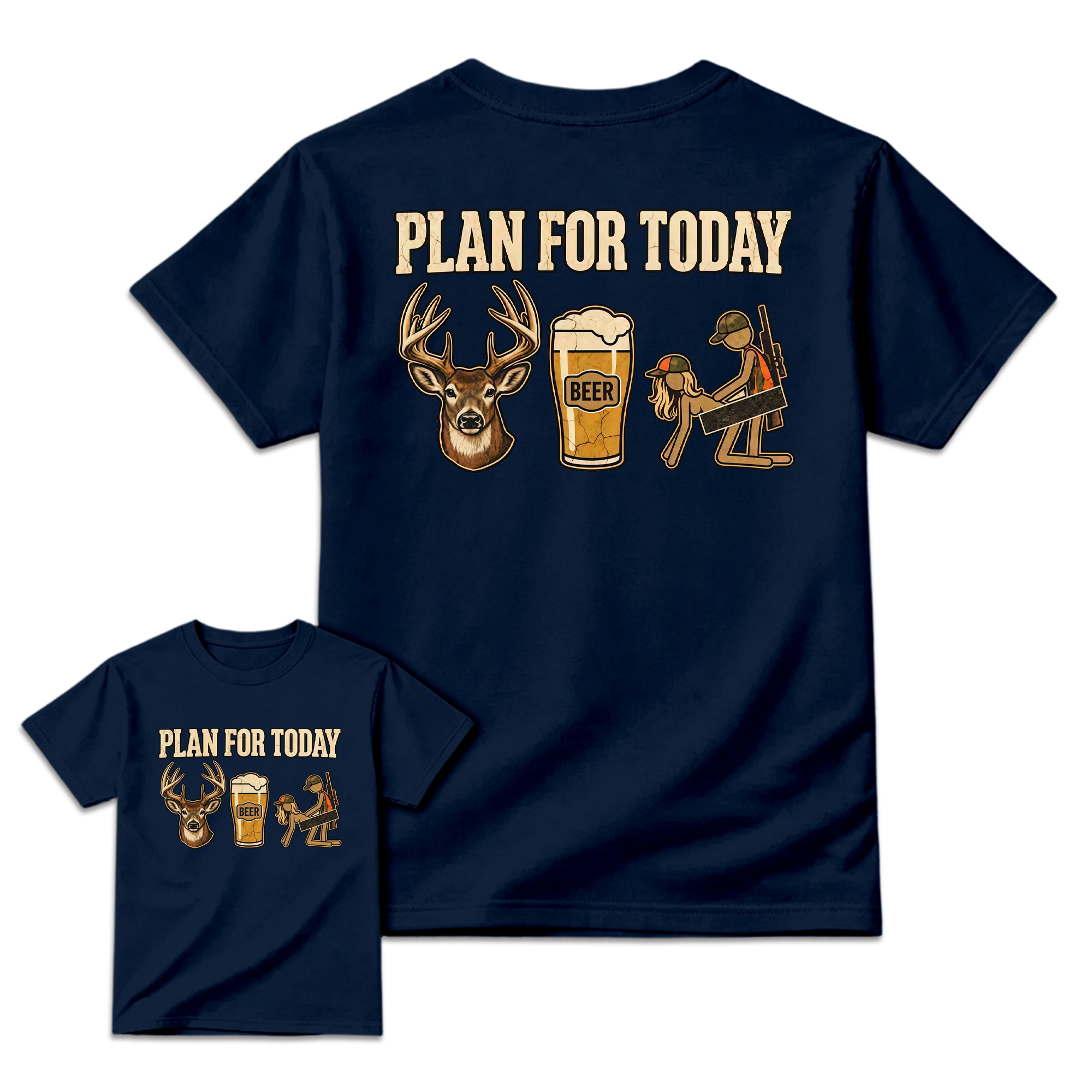 Plan For Today Deer Hunting T-Shirt, Whitetail Buck Beer Hunter Graphic Tee, Unisex Hunting Apparel, Funny Deer Hunting Gift for Men and Women, Outdoor Country Hunting Shirt