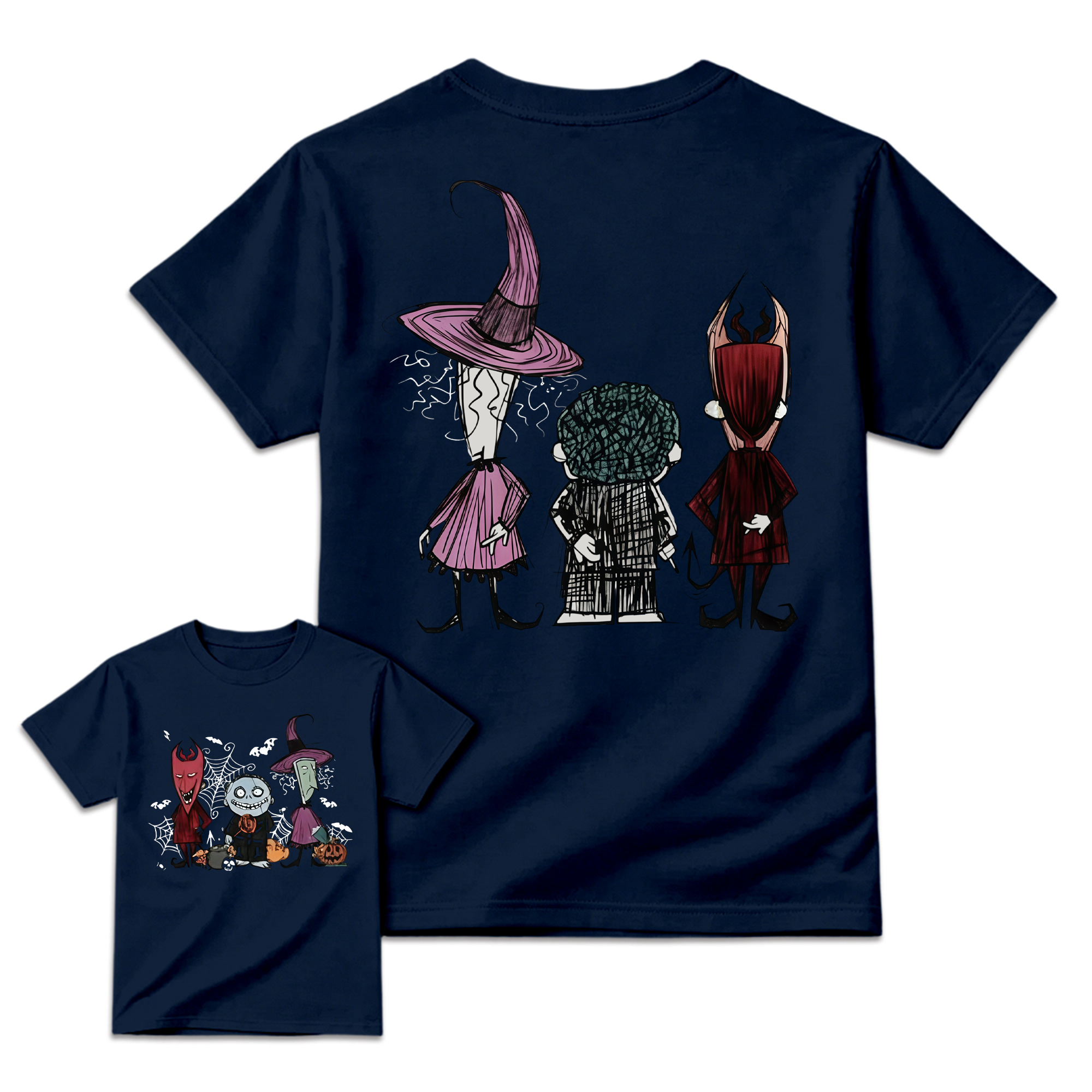Spooky Trio Halloween Graphic Shirt, Soft Cotton Crewneck Sweatshirt, Funny Halloween Outfit