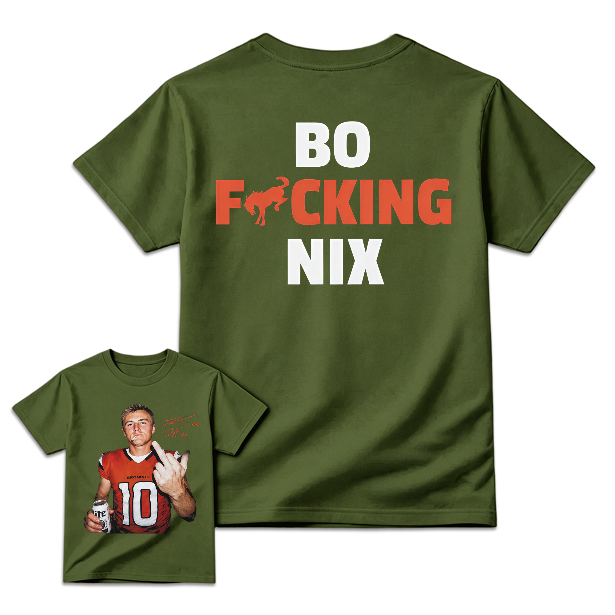 Bo Nix Broncos #10 Graphic Tee , Bold & Edgy Football Fan Apparel