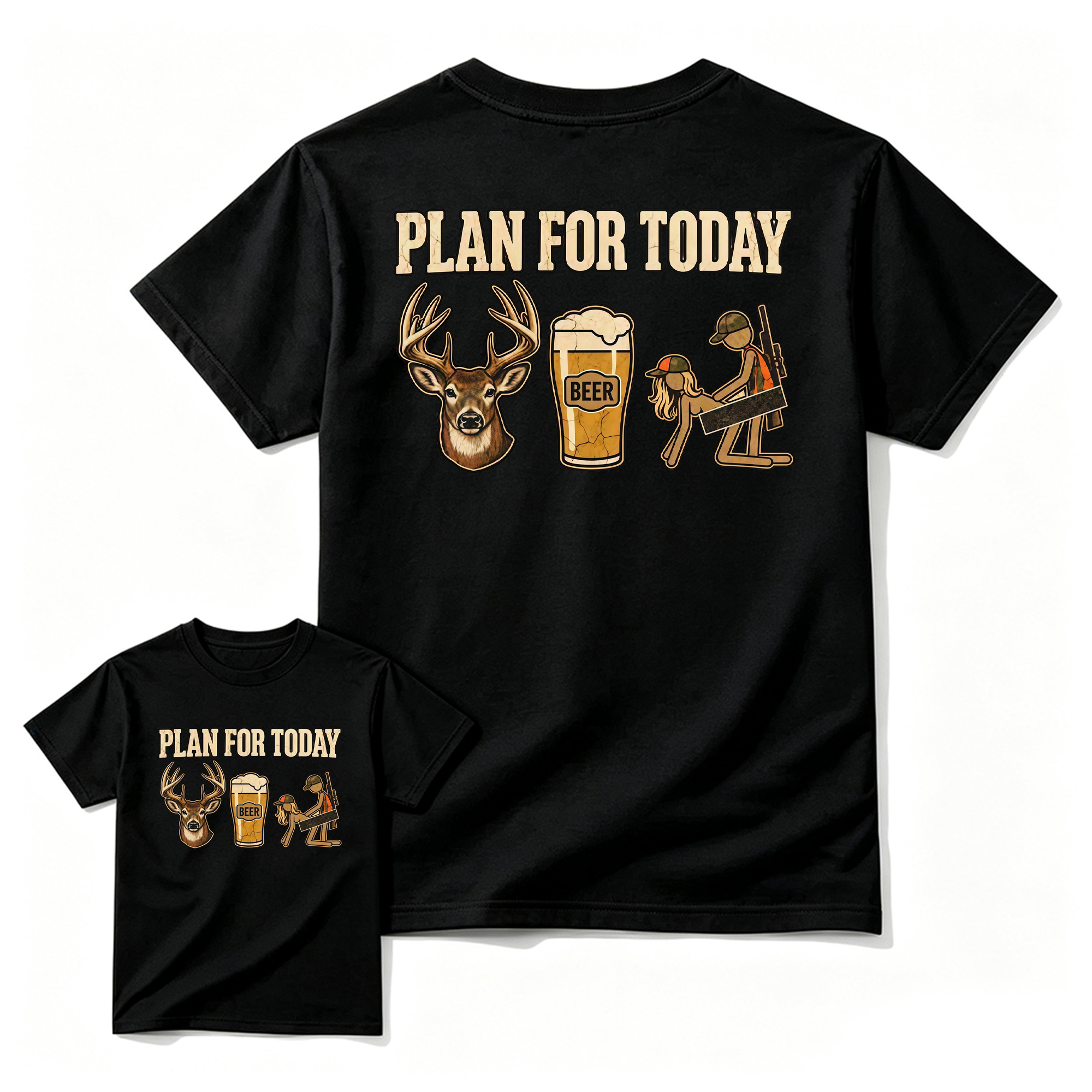 Plan For Today Deer Hunting T-Shirt, Whitetail Buck Beer Hunter Graphic Tee, Unisex Hunting Apparel, Funny Deer Hunting Gift for Men and Women, Outdoor Country Hunting Shirt