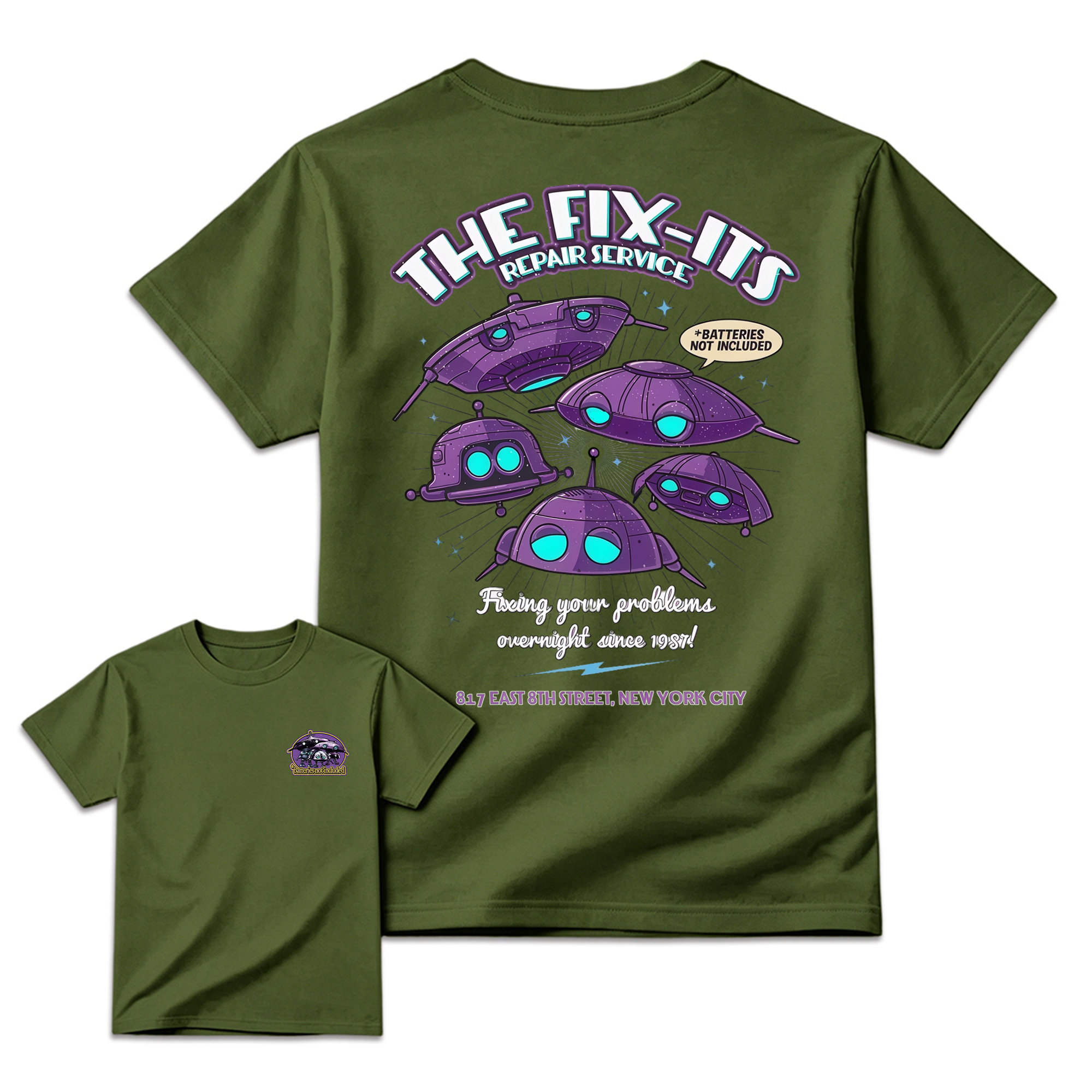 The Fix-It Repair Service Retro Sci-Fi Graphic Tee, Vintage Alien Robot Movie Shirt