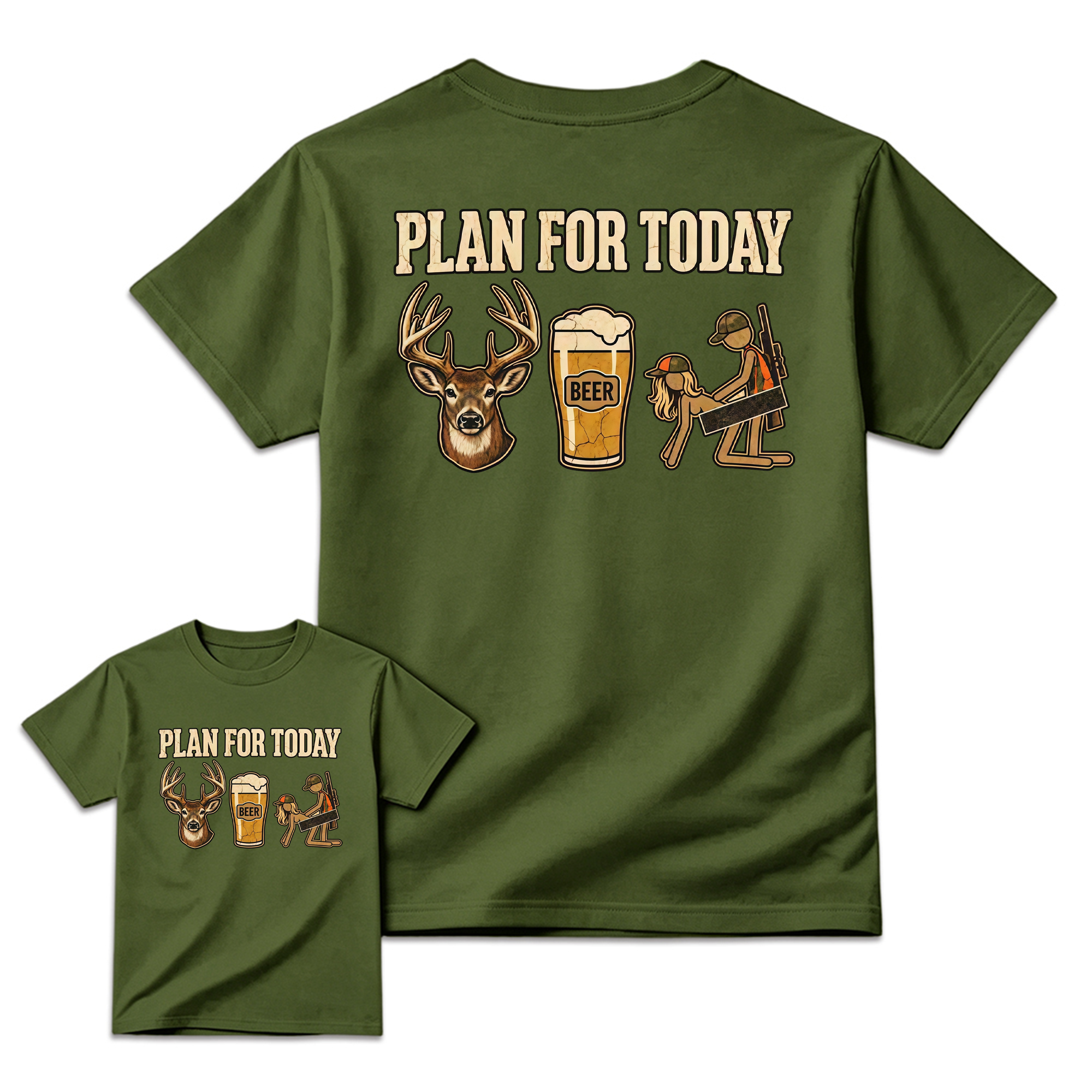 Plan For Today Deer Hunting T-Shirt, Whitetail Buck Beer Hunter Graphic Tee, Unisex Hunting Apparel, Funny Deer Hunting Gift for Men and Women, Outdoor Country Hunting Shirt