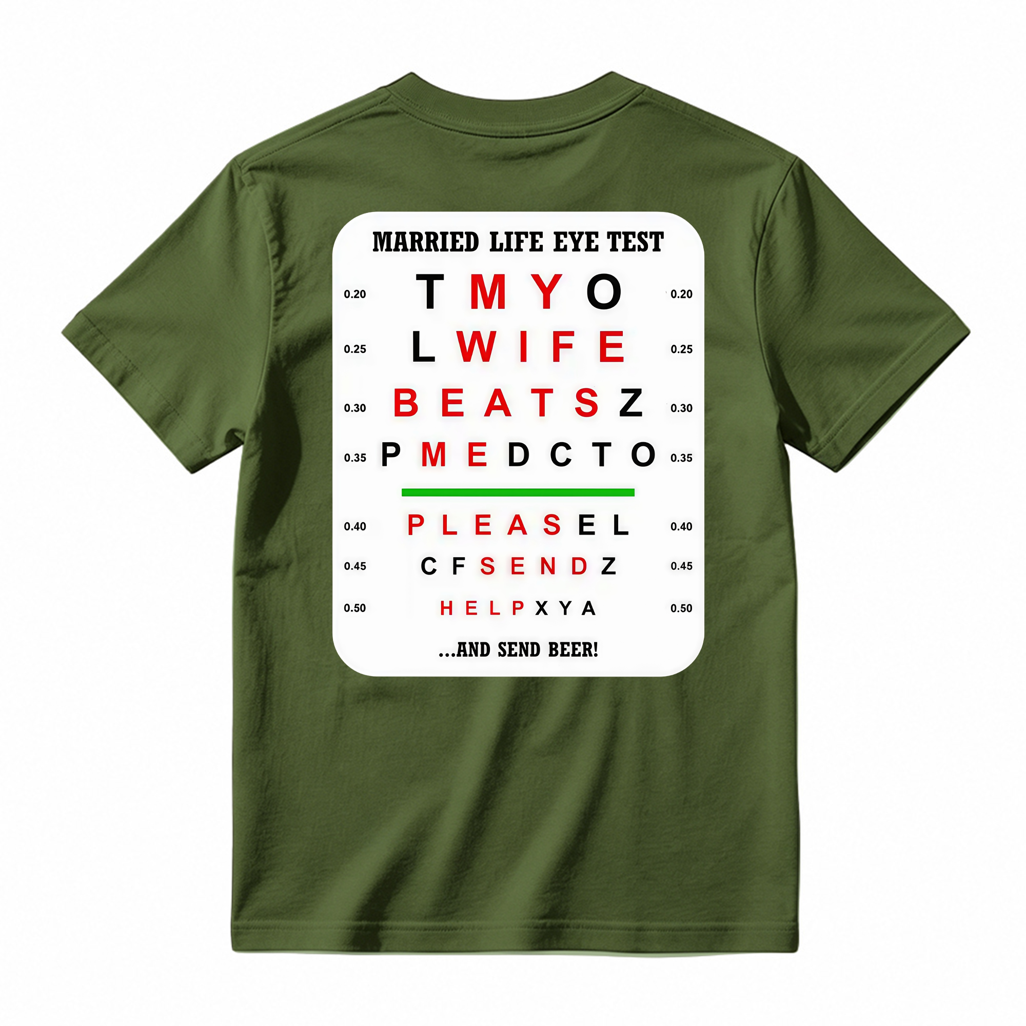 Married Life Eye Test T-shirt, Funny Shirts, Husband Life Shirt, Casual Menswear, Comfy Cotton, Humorous Tee
