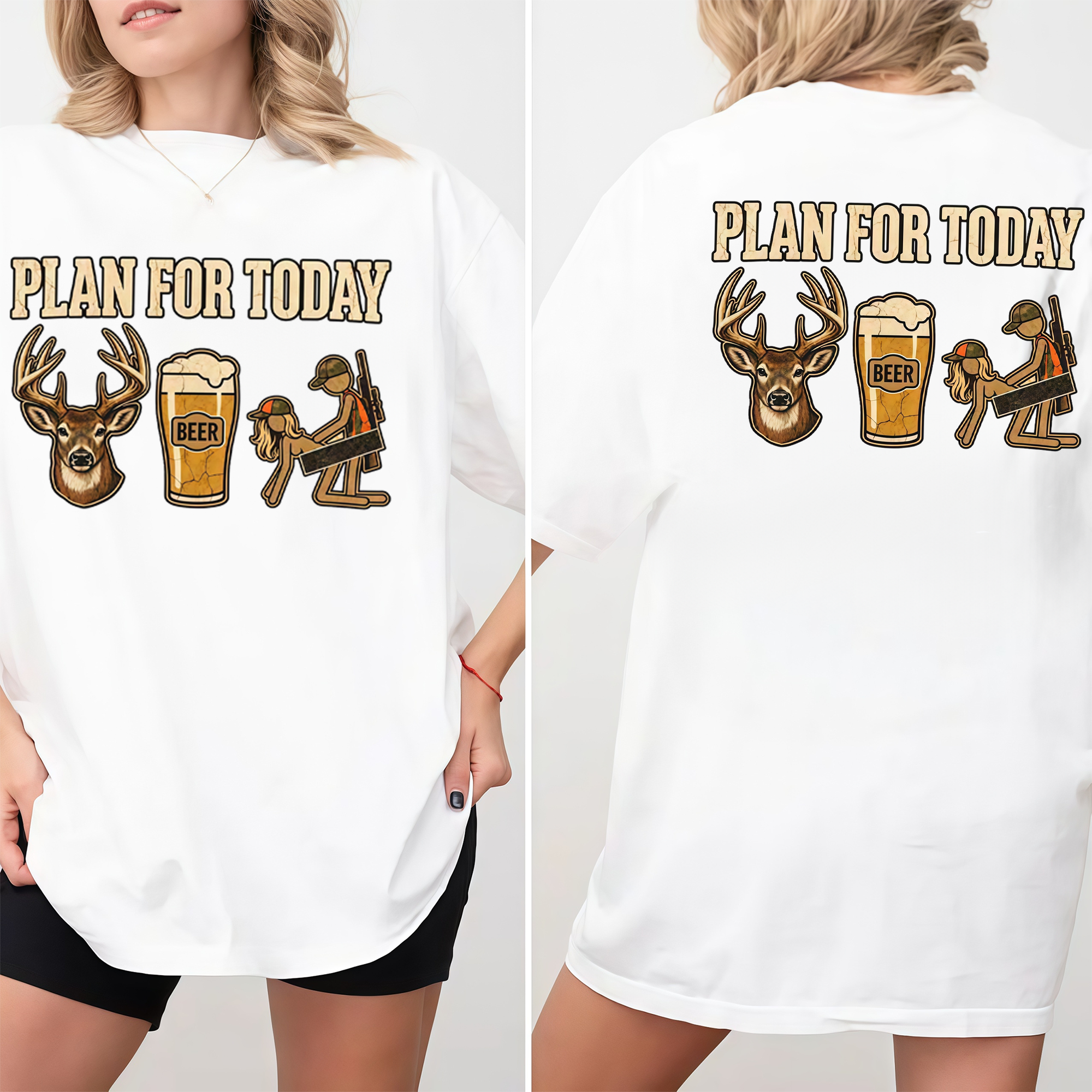Plan For Today Deer Hunting T-Shirt, Whitetail Buck Beer Hunter Graphic Tee, Unisex Hunting Apparel, Funny Deer Hunting Gift for Men and Women, Outdoor Country Hunting Shirt