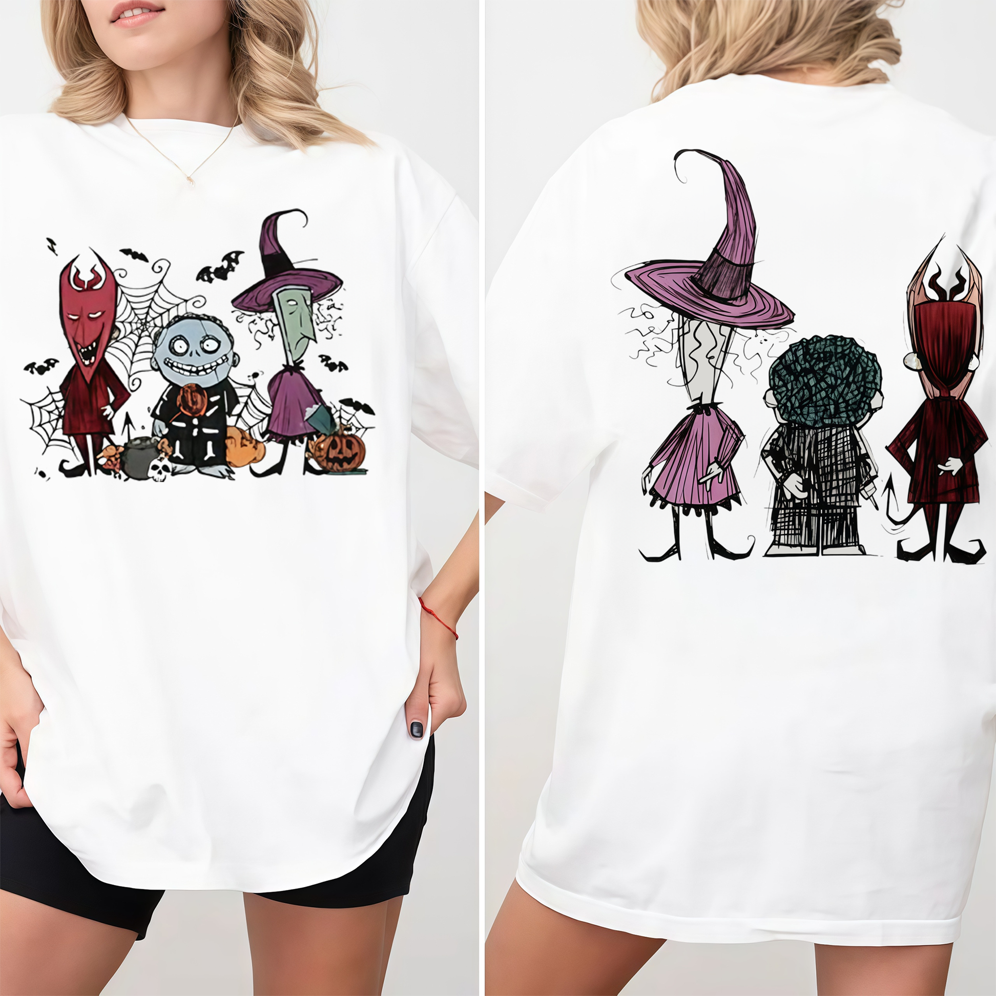 Spooky Trio Halloween Graphic Shirt, Soft Cotton Crewneck Sweatshirt, Funny Halloween Outfit