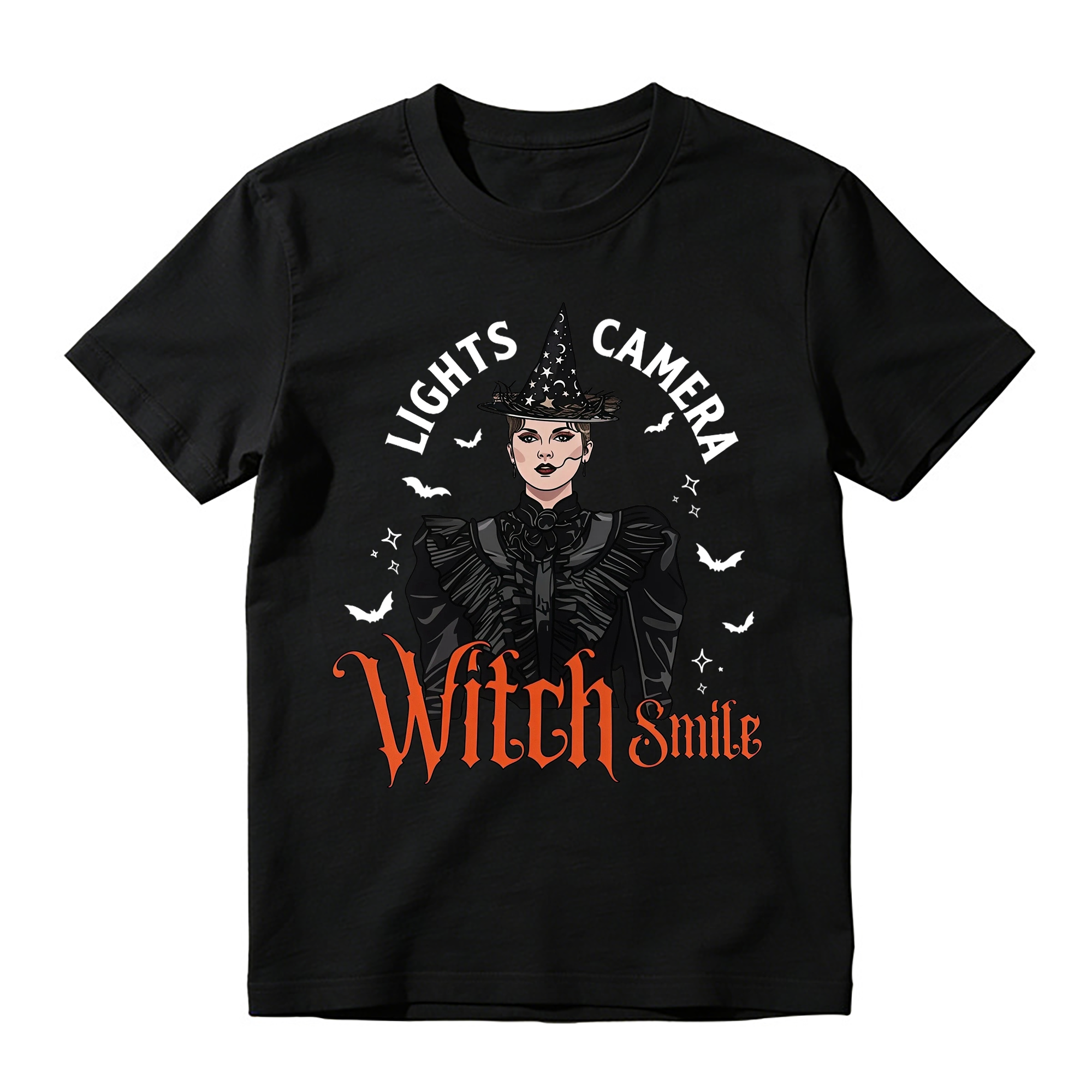 Lights, Camera, Witch Smile! Premium Spooky Season Graphic T-shirt