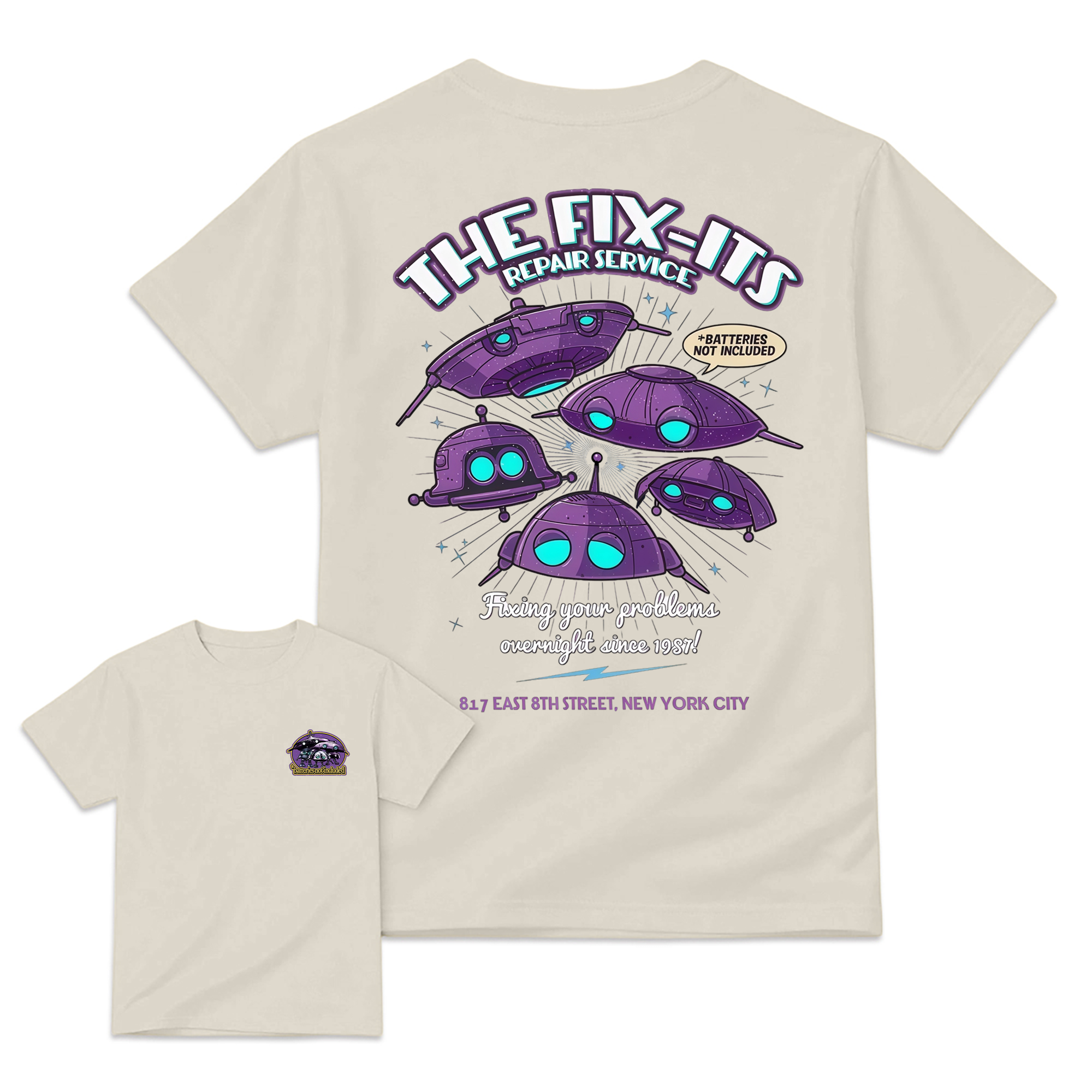 The Fix-It Repair Service Retro Sci-Fi Graphic Tee, Vintage Alien Robot Movie Shirt