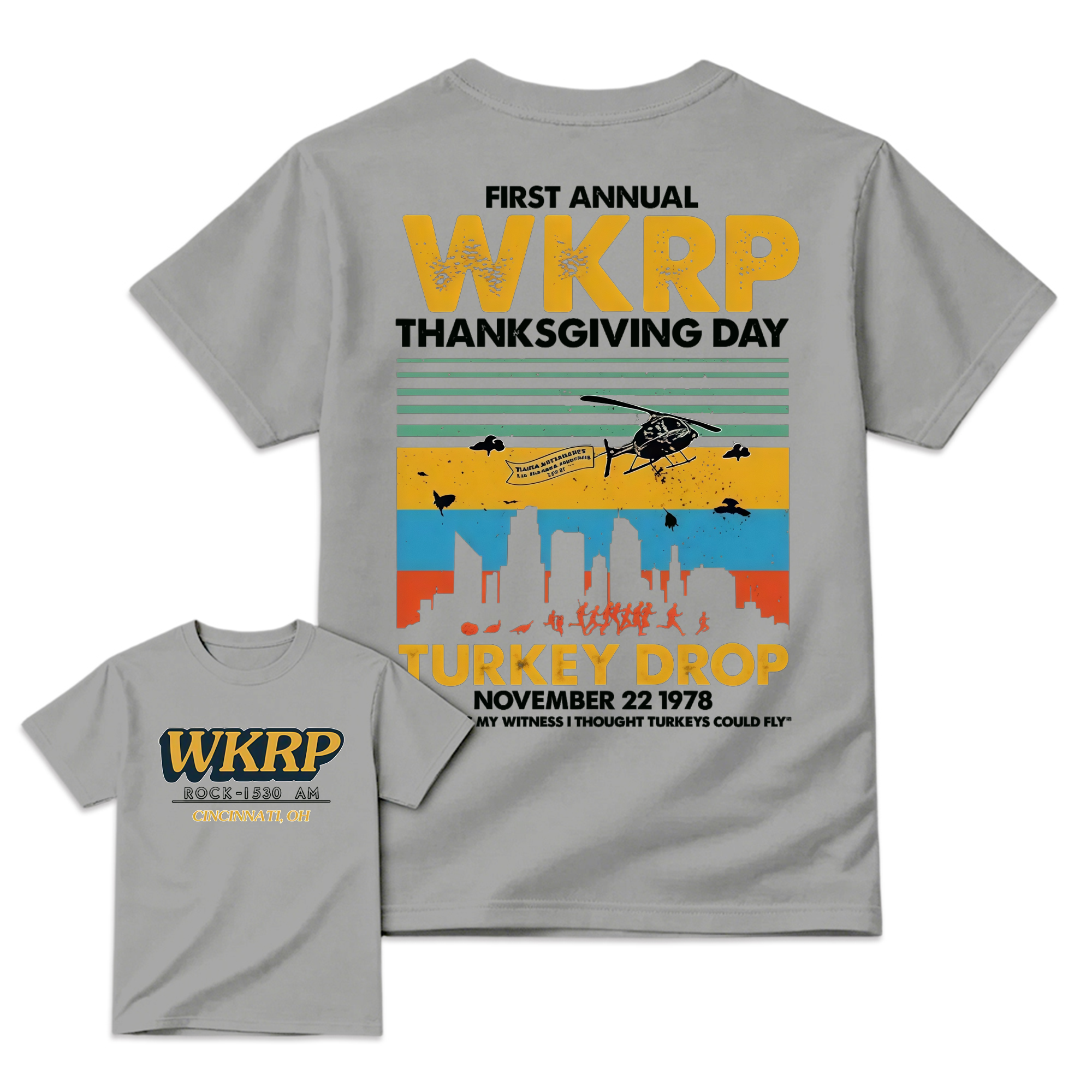 First Annual Wkrp Thanksgiving Day Two Sides Tshirt Sweatshirt Hoodie, As God Is My Witness Shirt, Turkeys Could Fly, Unisex Sweater Pullover Tee