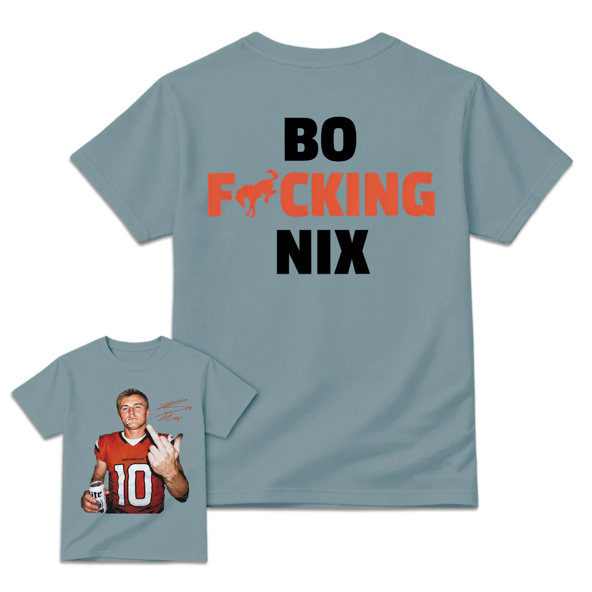 Bo Nix Broncos #10 Graphic Tee , Bold & Edgy Football Fan Apparel