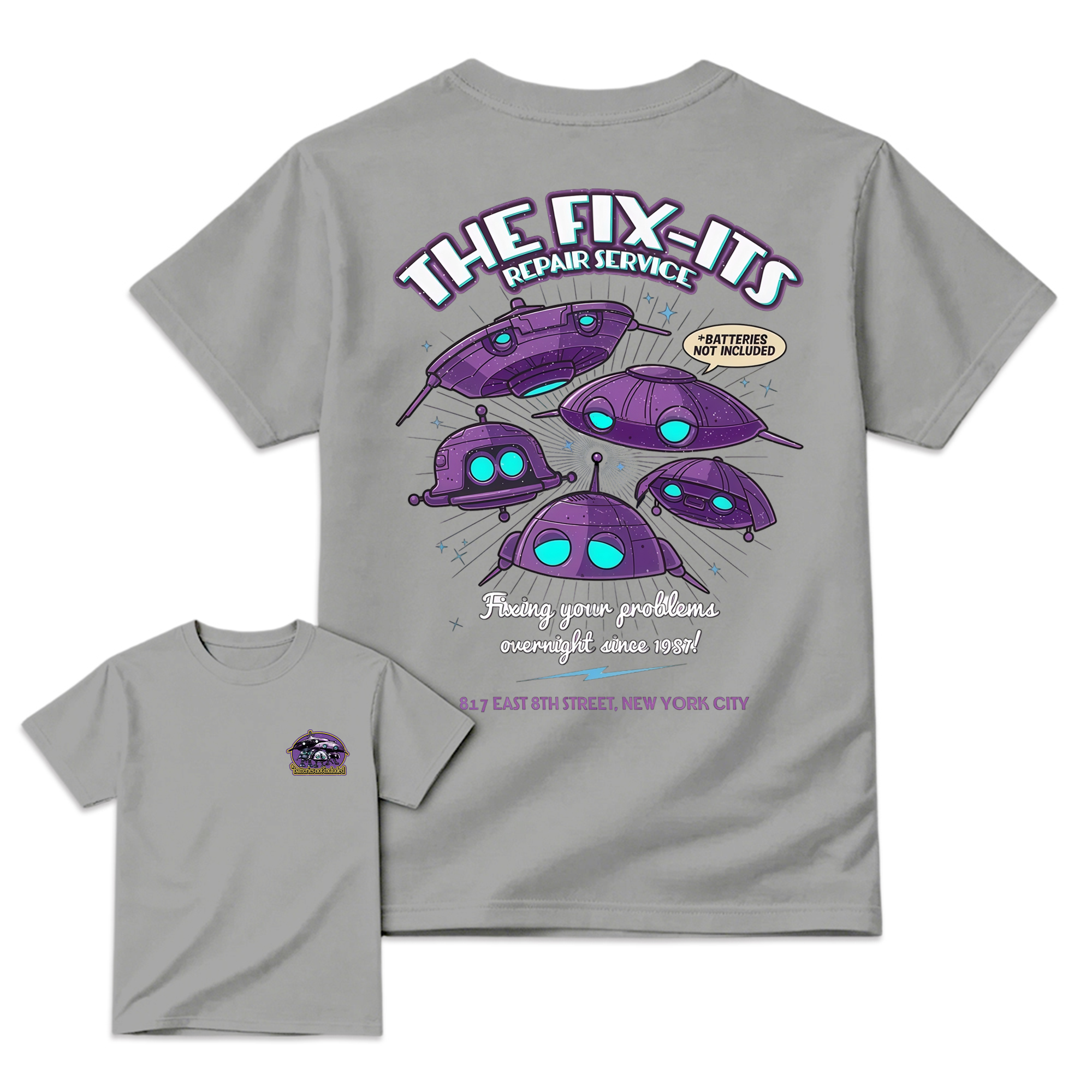 The Fix-It Repair Service Retro Sci-Fi Graphic Tee, Vintage Alien Robot Movie Shirt