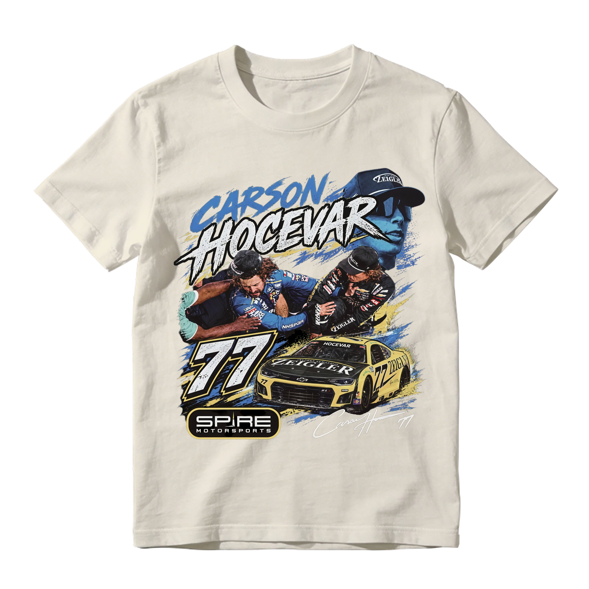 Ryan Blaney vs Carson Hocevar T-Shirt, NASCAR Fight Graphic Tee, Sand Vintage Racing Shirt, Unisex Oversized Top
