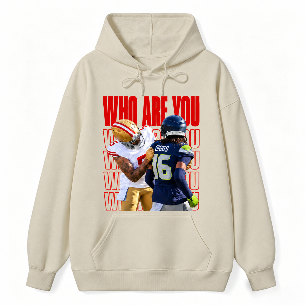 Who Are You Graphic Hoodie， Football Rivalry Print Tee, Funny Game Day Hoodie