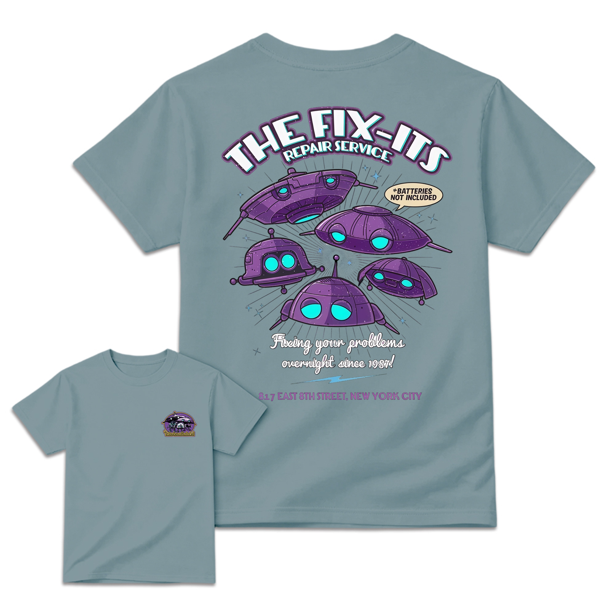 The Fix-It Repair Service Retro Sci-Fi Graphic Tee, Vintage Alien Robot Movie Shirt