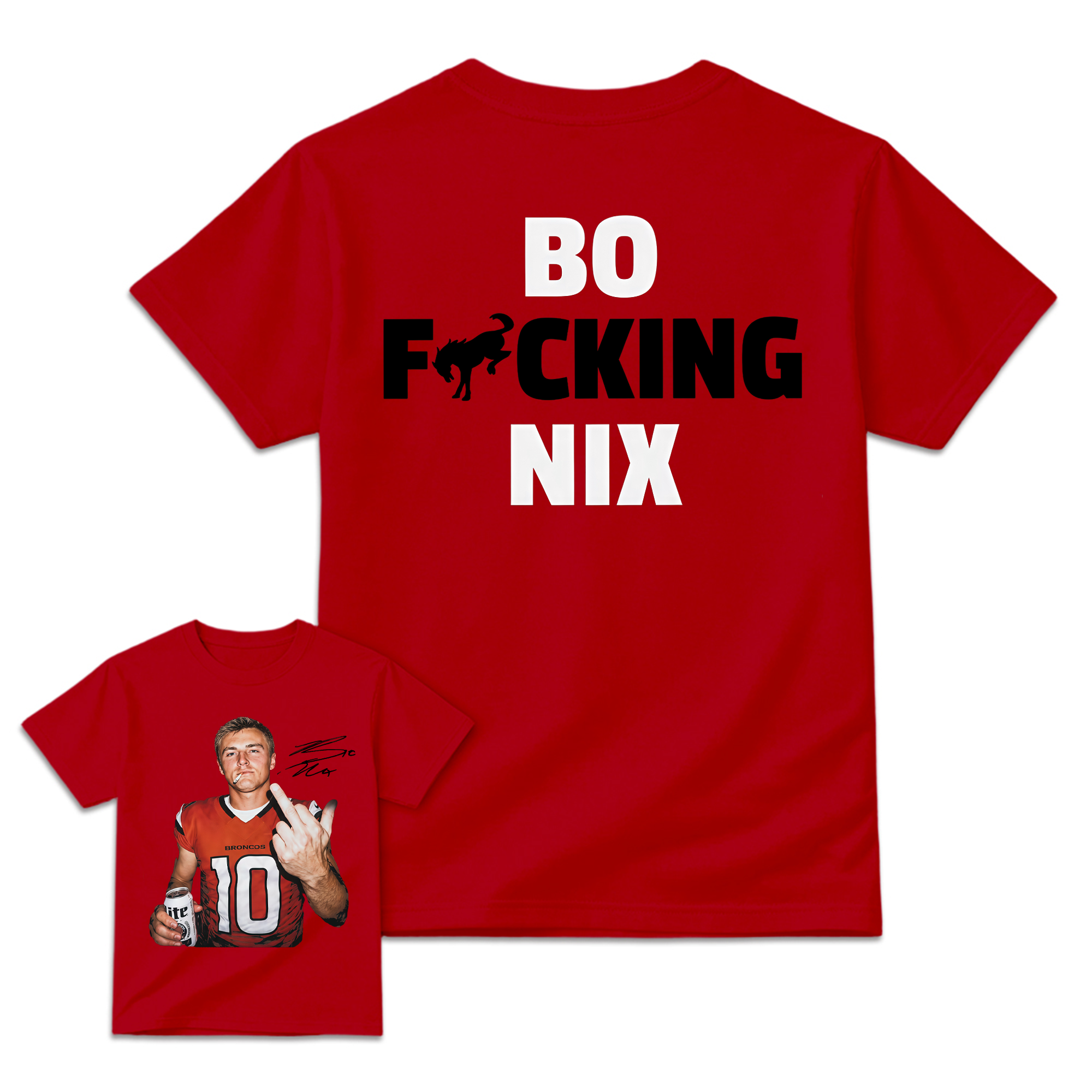 Bo Nix Broncos #10 Graphic Tee , Bold & Edgy Football Fan Apparel
