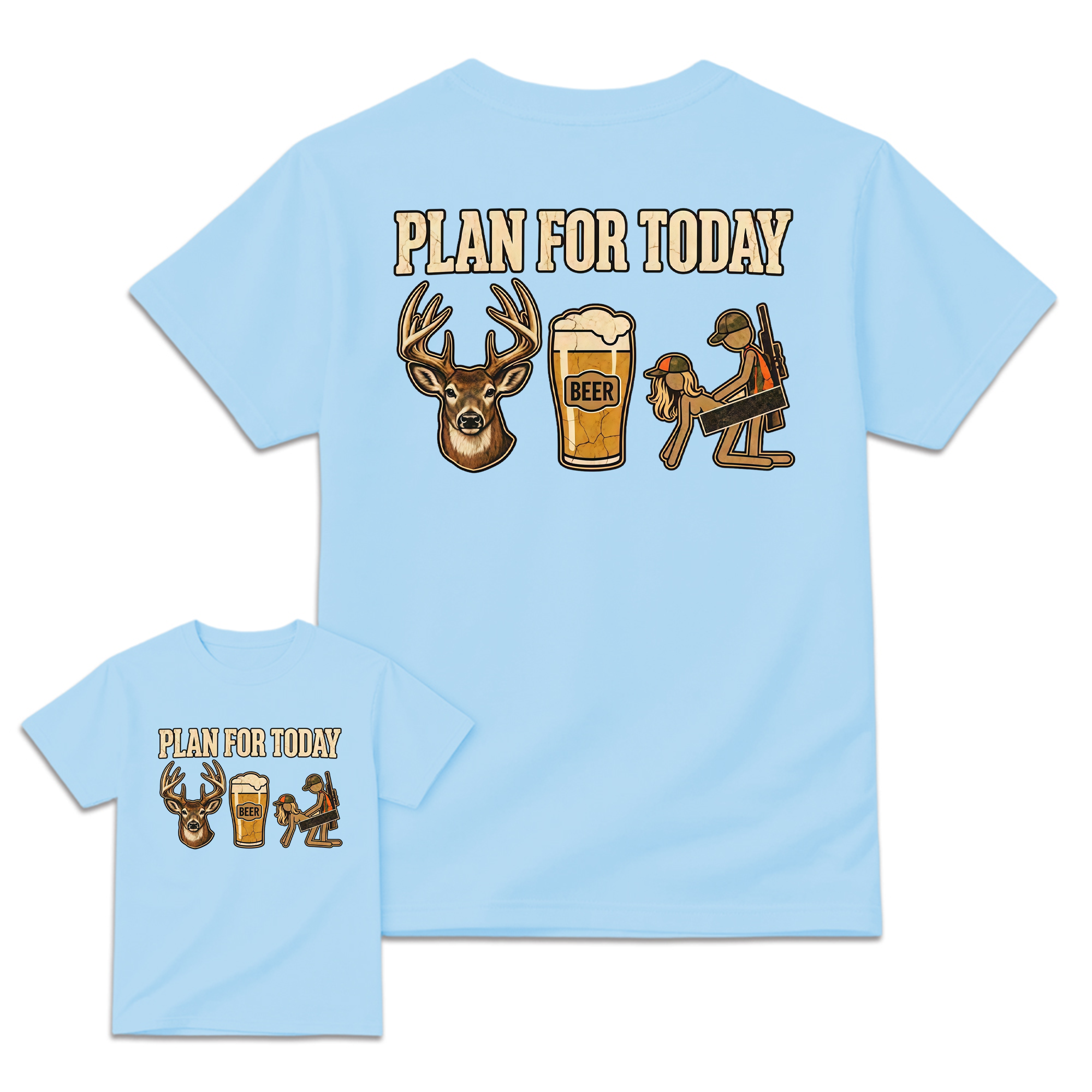 Plan For Today Deer Hunting T-Shirt, Whitetail Buck Beer Hunter Graphic Tee, Unisex Hunting Apparel, Funny Deer Hunting Gift for Men and Women, Outdoor Country Hunting Shirt
