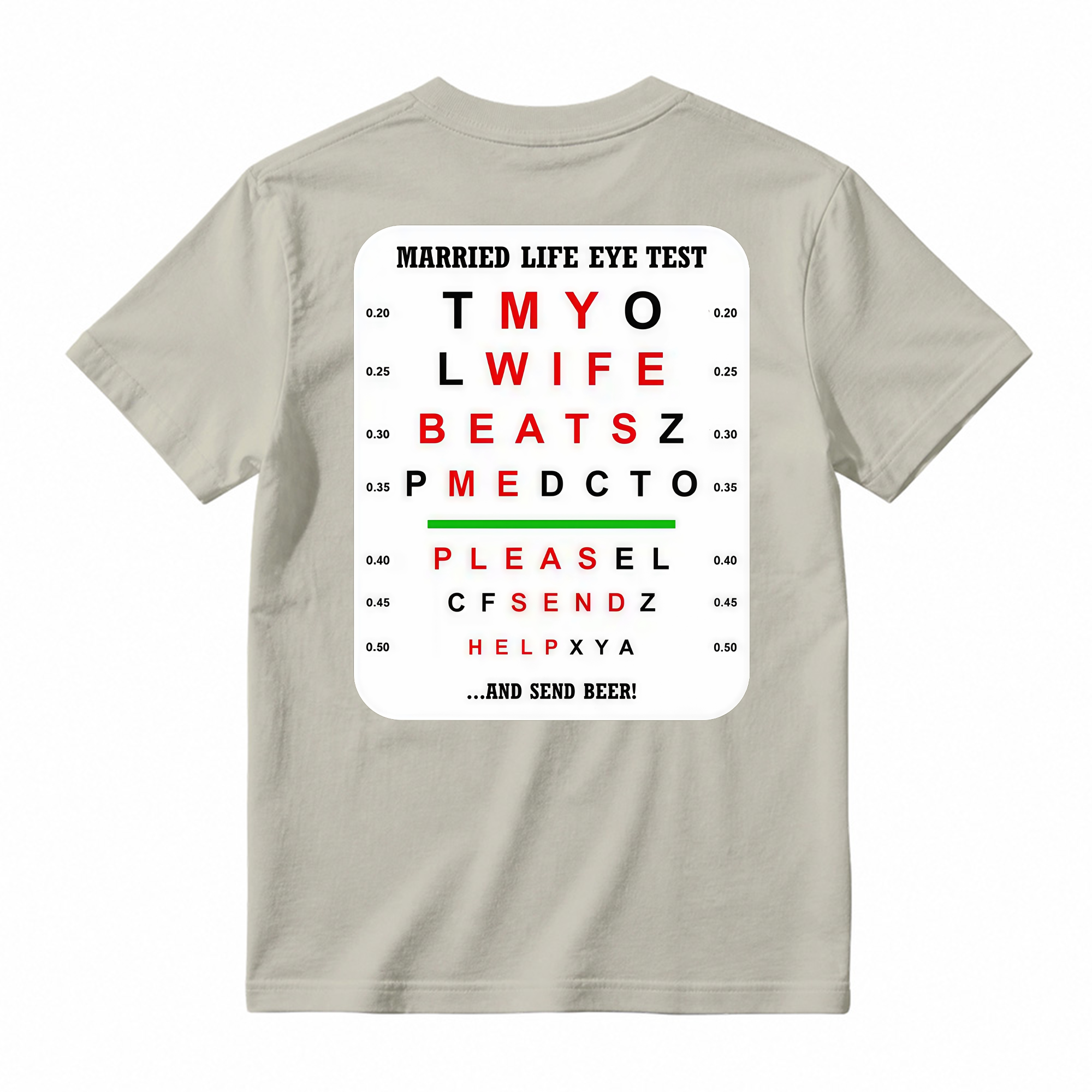 Married Life Eye Test T-shirt, Funny Shirts, Husband Life Shirt, Casual Menswear, Comfy Cotton, Humorous Tee