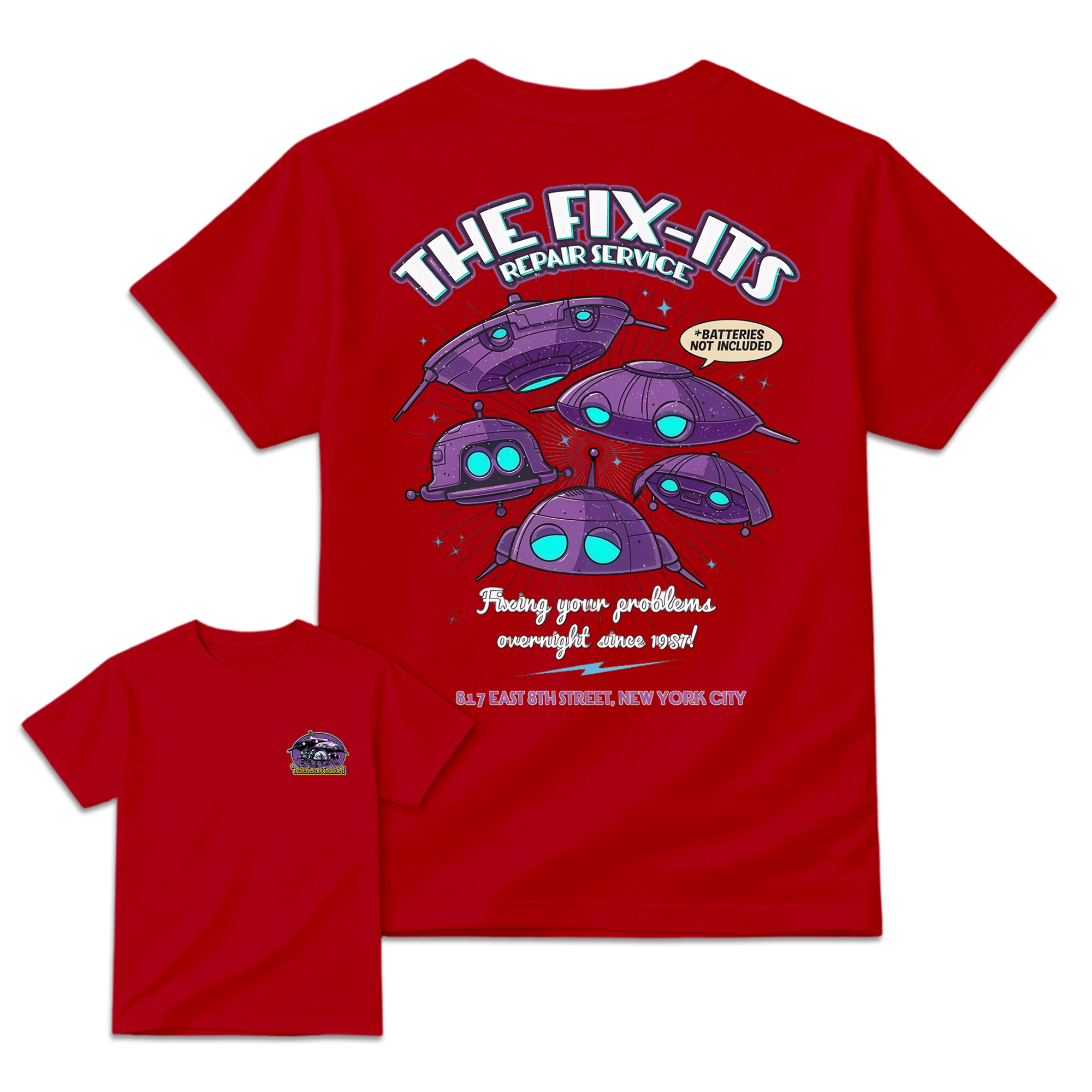 The Fix-It Repair Service Retro Sci-Fi Graphic Tee, Vintage Alien Robot Movie Shirt