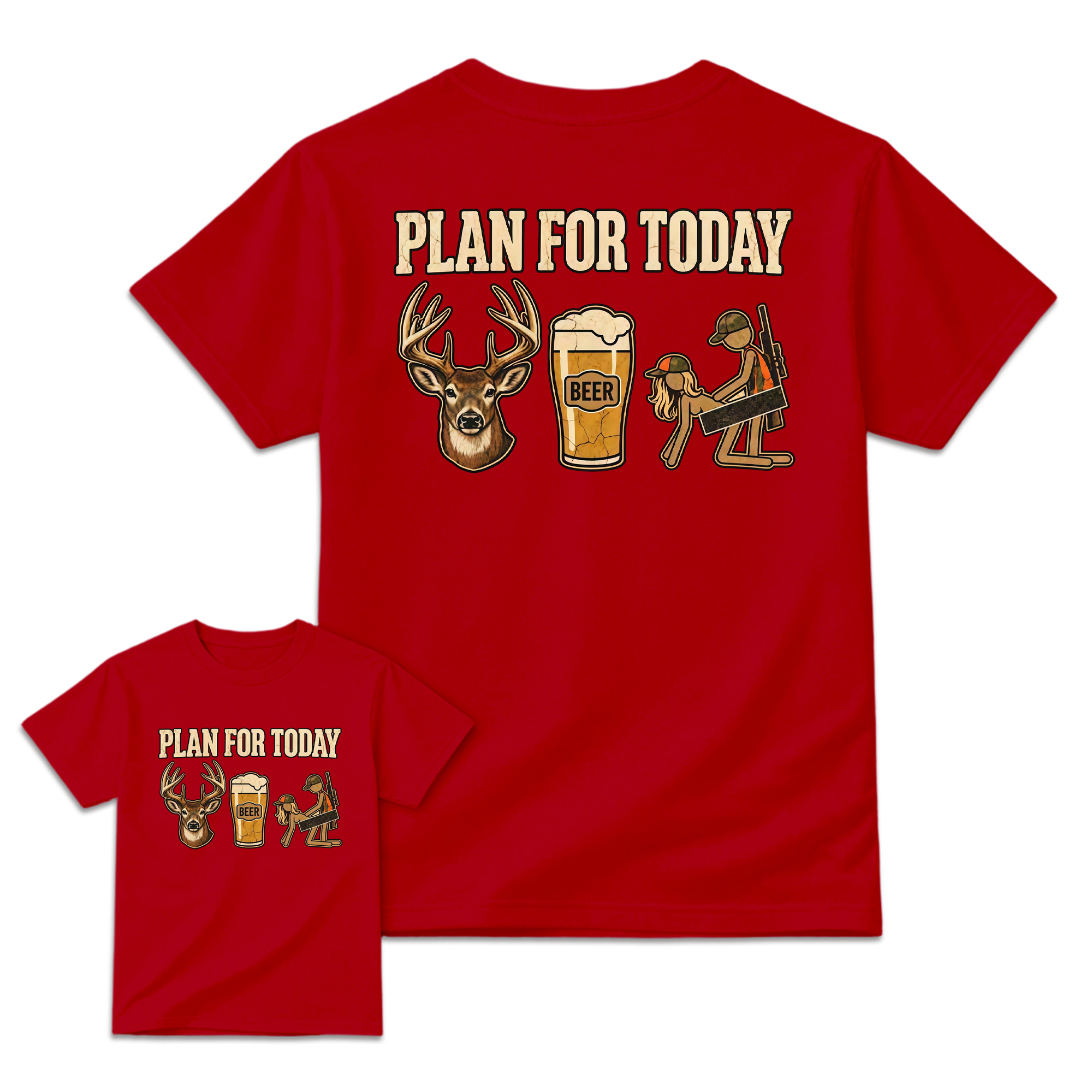 Plan For Today Deer Hunting T-Shirt, Whitetail Buck Beer Hunter Graphic Tee, Unisex Hunting Apparel, Funny Deer Hunting Gift for Men and Women, Outdoor Country Hunting Shirt