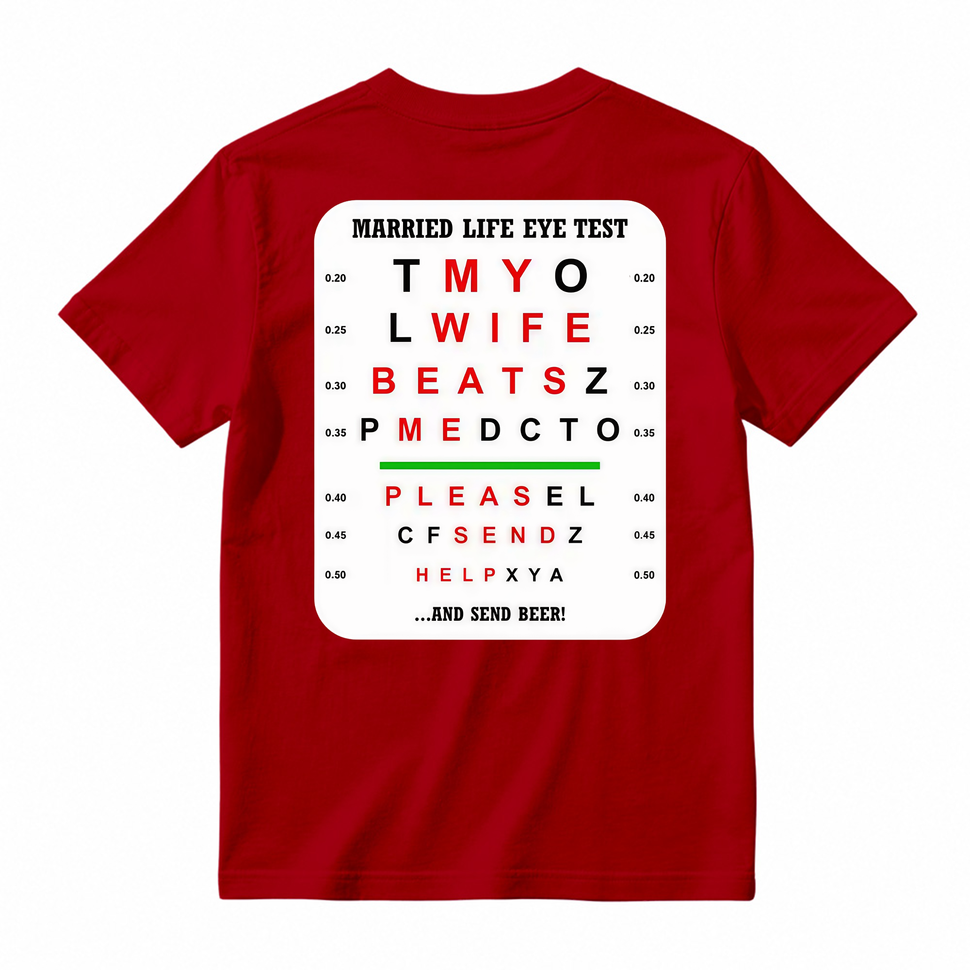 Married Life Eye Test T-shirt, Funny Shirts, Husband Life Shirt, Casual Menswear, Comfy Cotton, Humorous Tee
