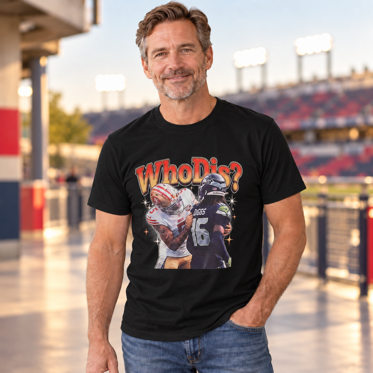 Who Dis Football Rivalry Graphic T-Shirt - Funny Football Player Meme Sports Tee