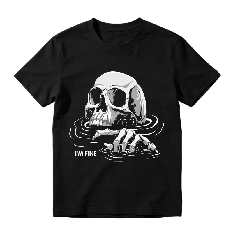 Skull With Sunglasses And Hand Emerging From Water I M Fine Unisex Classic T-shirt