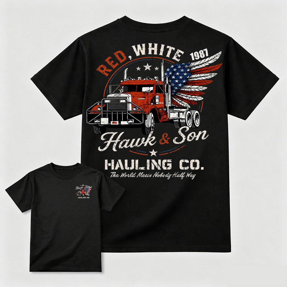 Over The Top Trucker 4th Of July T-Shirt, Hawk And Son Shirt, Vintage Arm Wrestling Movie T-Shirt, Independence Day Shirt, Classic Movie Tee