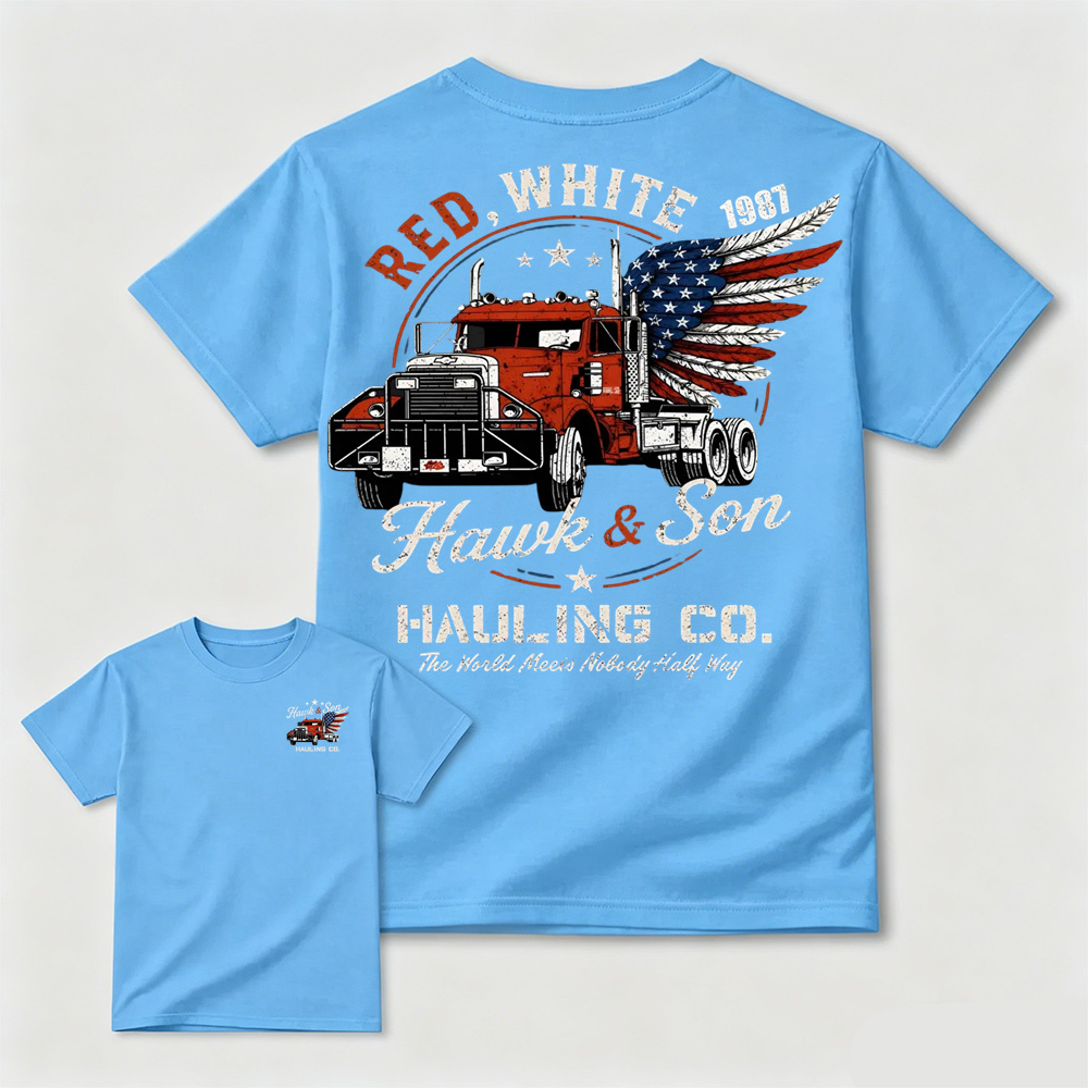 Over The Top Trucker 4th Of July T-Shirt, Hawk And Son Shirt, Vintage Arm Wrestling Movie T-Shirt, Independence Day Shirt, Classic Movie Tee