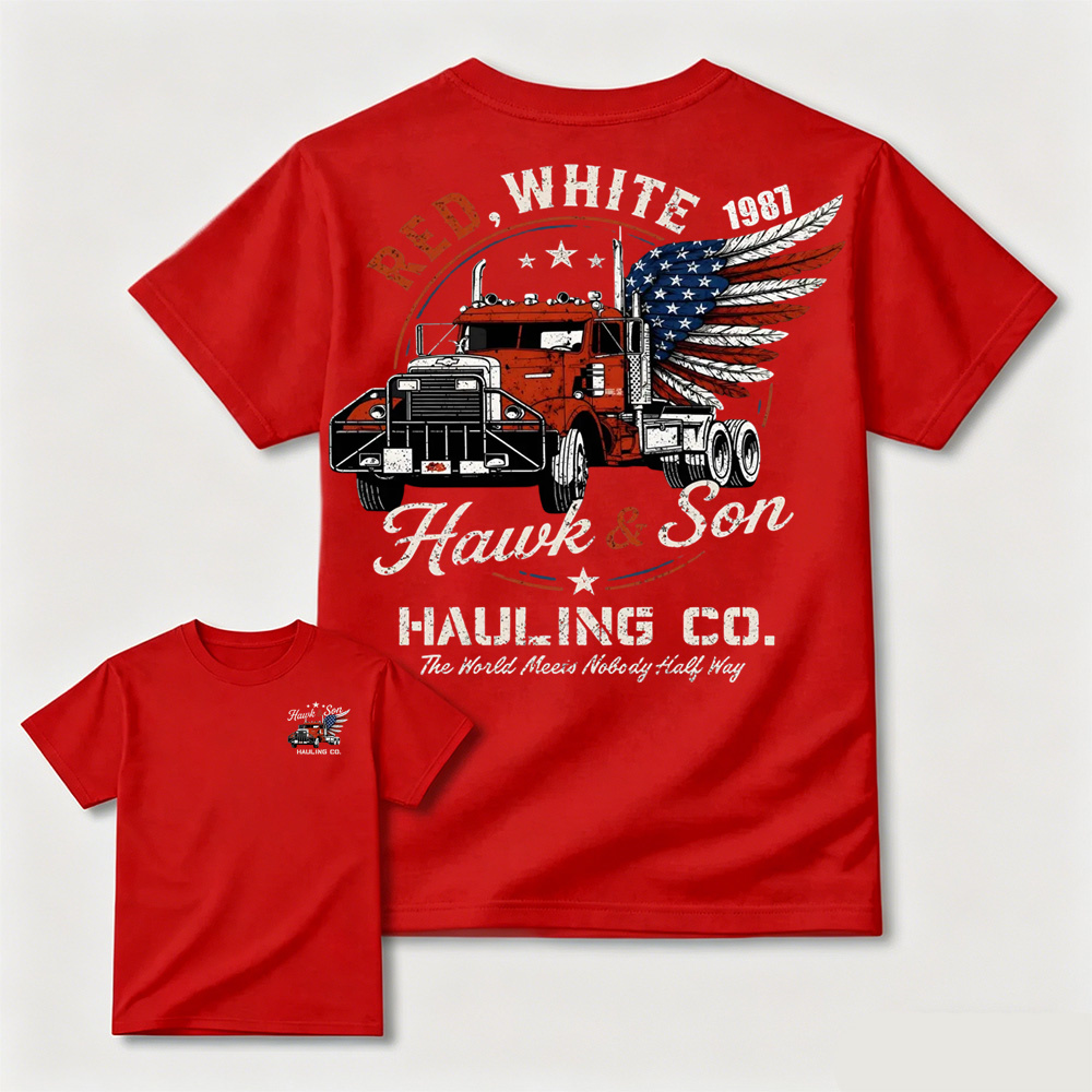 Over The Top Trucker 4th Of July T-Shirt, Hawk And Son Shirt, Vintage Arm Wrestling Movie T-Shirt, Independence Day Shirt, Classic Movie Tee