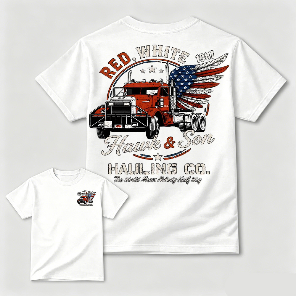 Over The Top Trucker 4th Of July T-Shirt, Hawk And Son Shirt, Vintage Arm Wrestling Movie T-Shirt, Independence Day Shirt, Classic Movie Tee