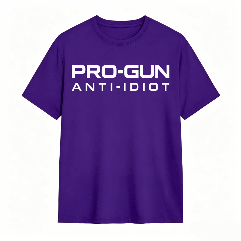 Pro-Gun Anti-Idiot Graphic Print Cotton Shirt