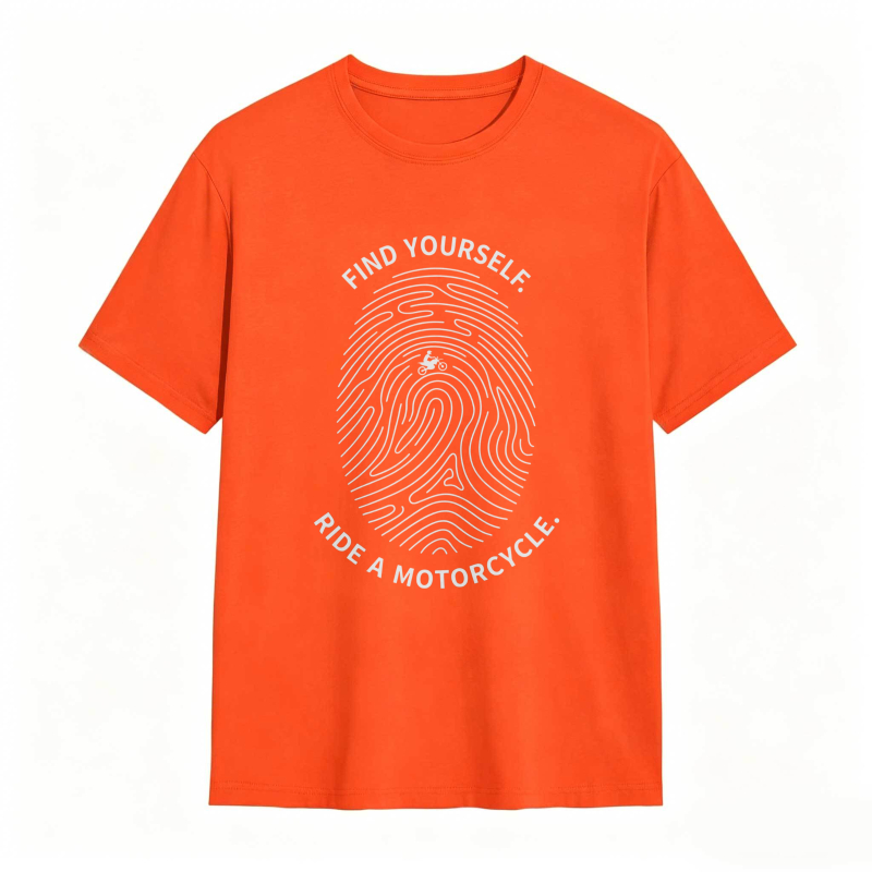 Fingerprint Design With Find Yourself Ride A Motorcycle Text T-shirt