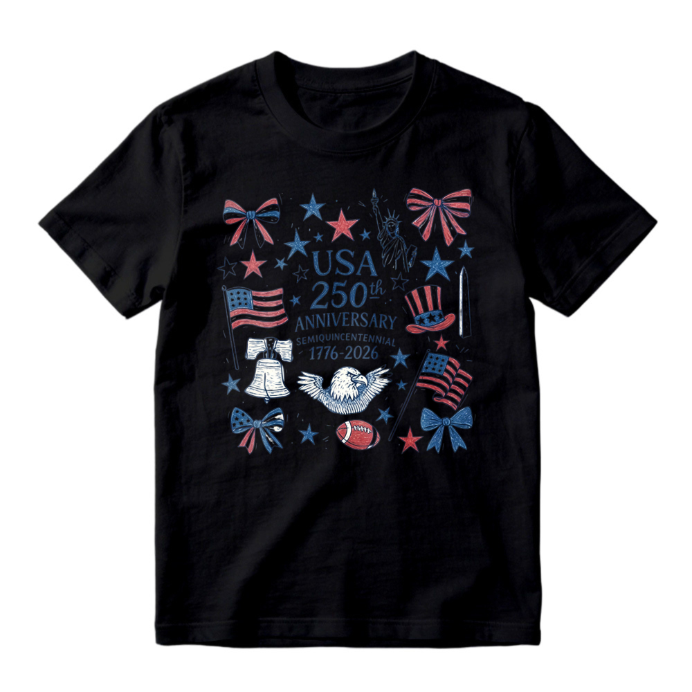 Usa 250th Anniversary Independence Day 1776 2026 American Flag Liberty Bell Eagle Stars And Stripes T-shirt