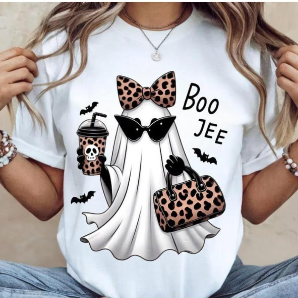 B-J Ghost Shirt Leopard Ghost Tee Ghost Coffee Shirt