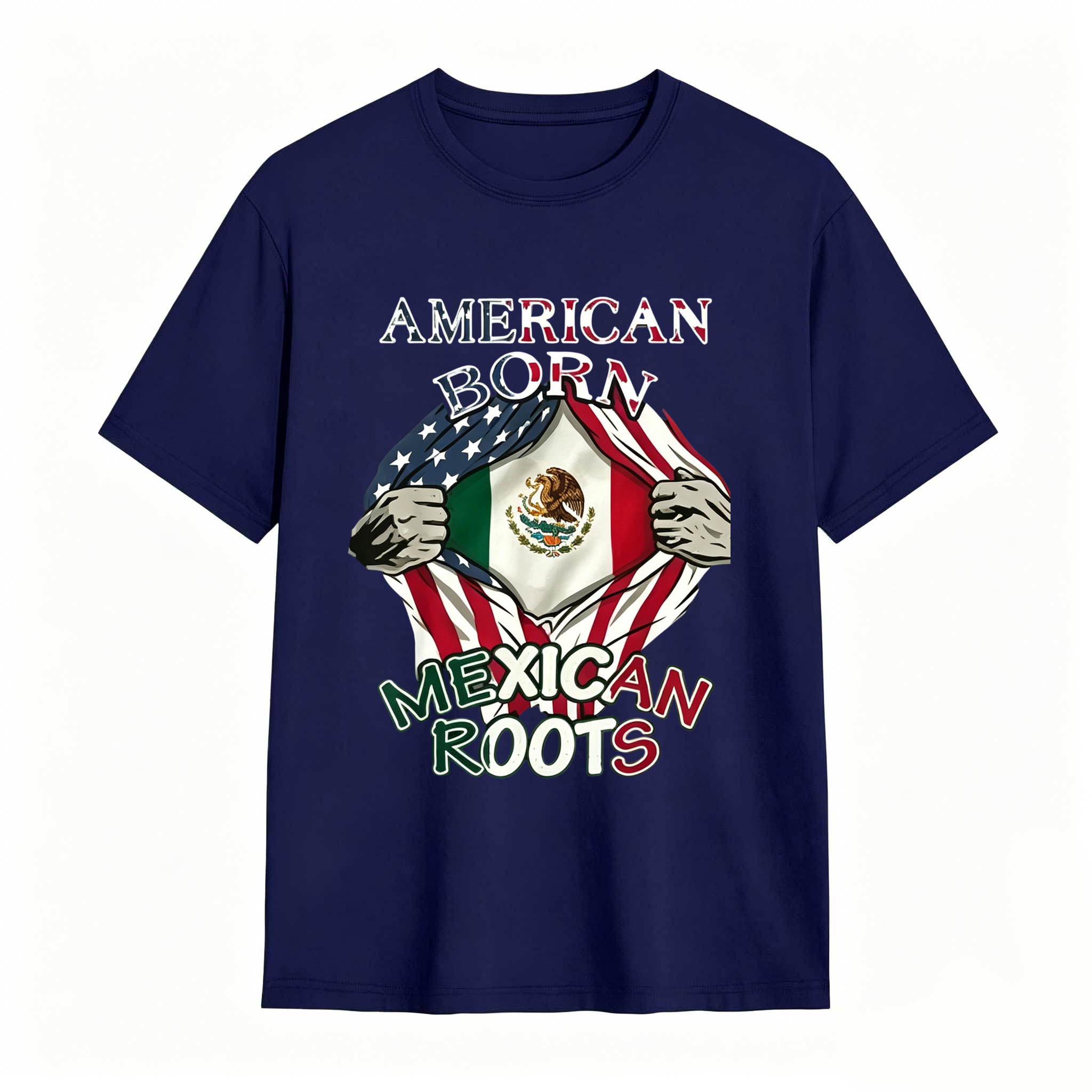 American Born Mexican Roots Flag Tee Proud USA Love Mexico T-Shirt