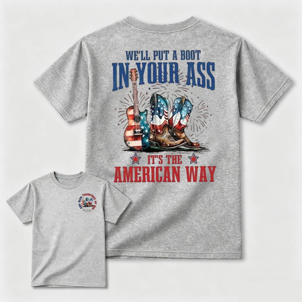 Toby Keiith We'll Put A Boot Shirt, Courtesy of the Red T-Shirt, Red White and Blue Shirt, 4th Of July Tee, Toby Keith TShirt - 2 Sided Printing Tees