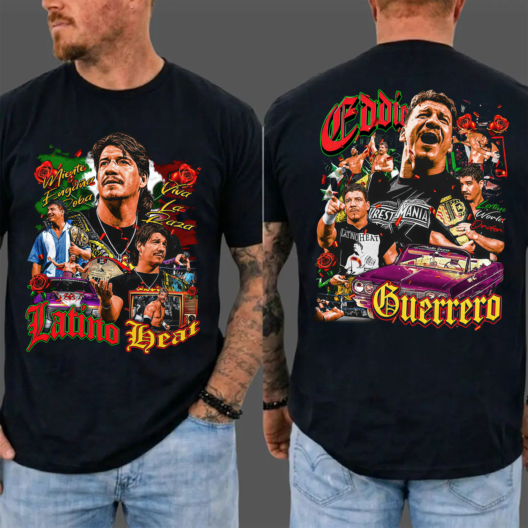 Vintage Wrestling Tee, Men's Classic Fit Short Sleeve Graphic Top, 100% Cotton Streetwear , Shortsleeve, Tops, Clothes, Menswear, Print