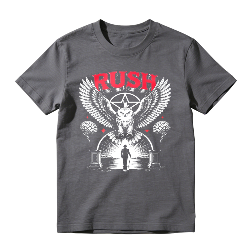 Rush Band Vintage Rock Owl Wings Pentagram Silhouette Unisex Classic T-shirt