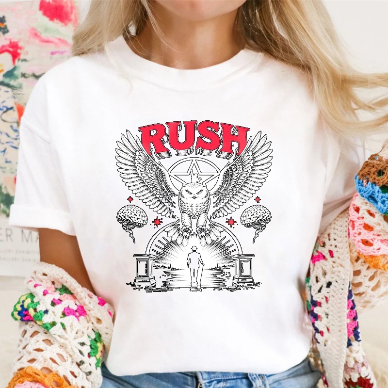 Rush Band Vintage Rock Owl Wings Pentagram Silhouette Unisex Classic T-shirt