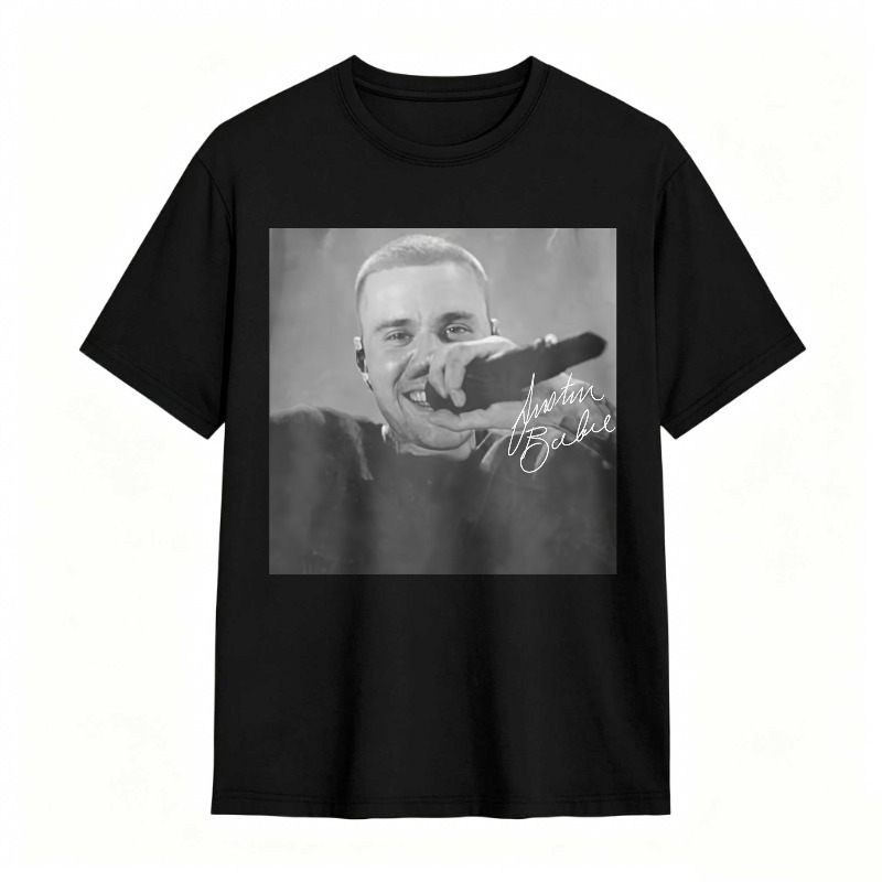 Justin Bieber Singing With Microphone Signature tshirt 100% cotton