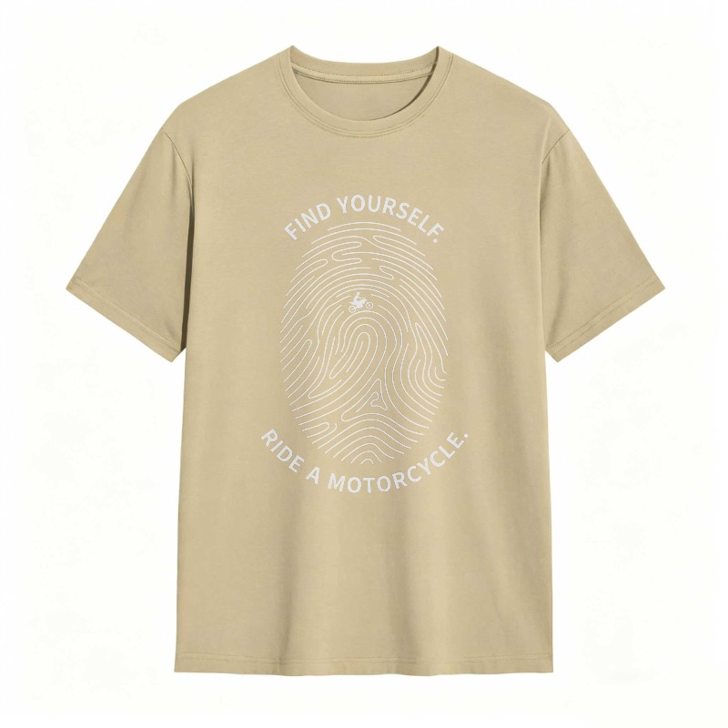 Fingerprint Design With Find Yourself Ride A Motorcycle Text T-shirt