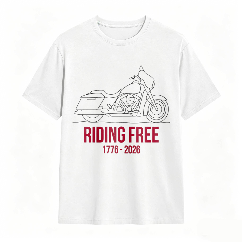 Motorcycle Riding Free 1776 2026 Unisex Classic T-shirt