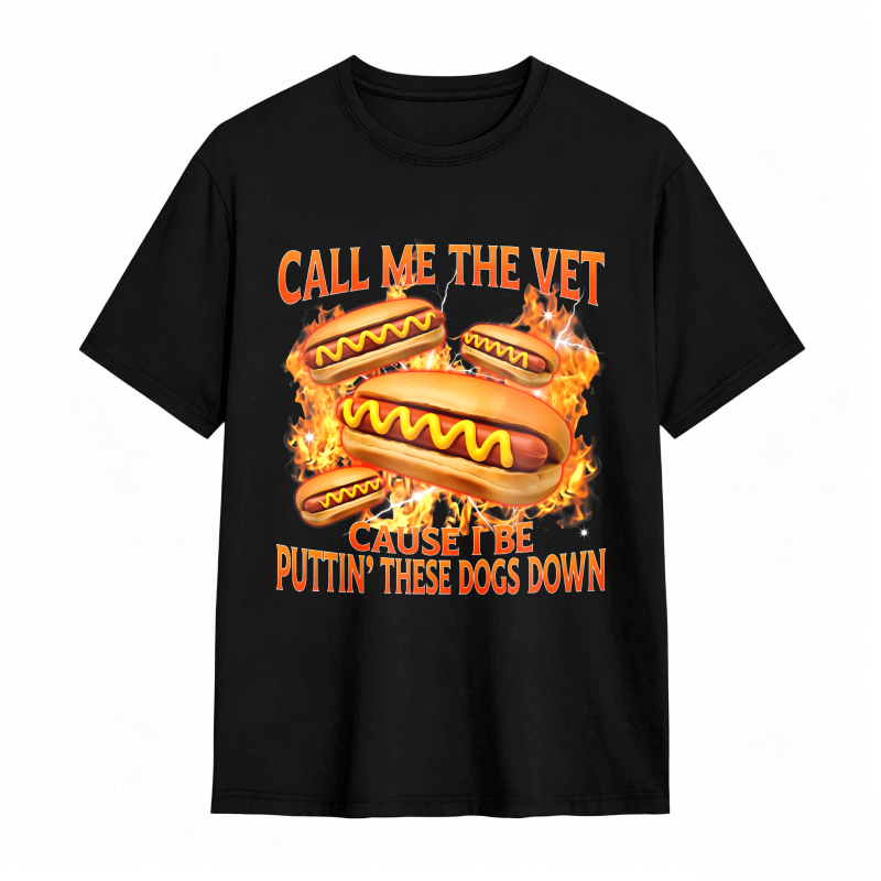 Funny Hot Dog Meme T-shirt With Call Me The Vet Phrase Perfect For Humor Fans