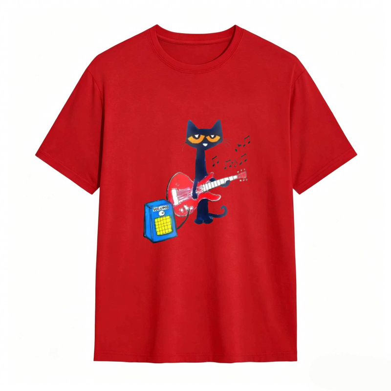 Pete the Cat Playing Guitar Funny Graphic Tee